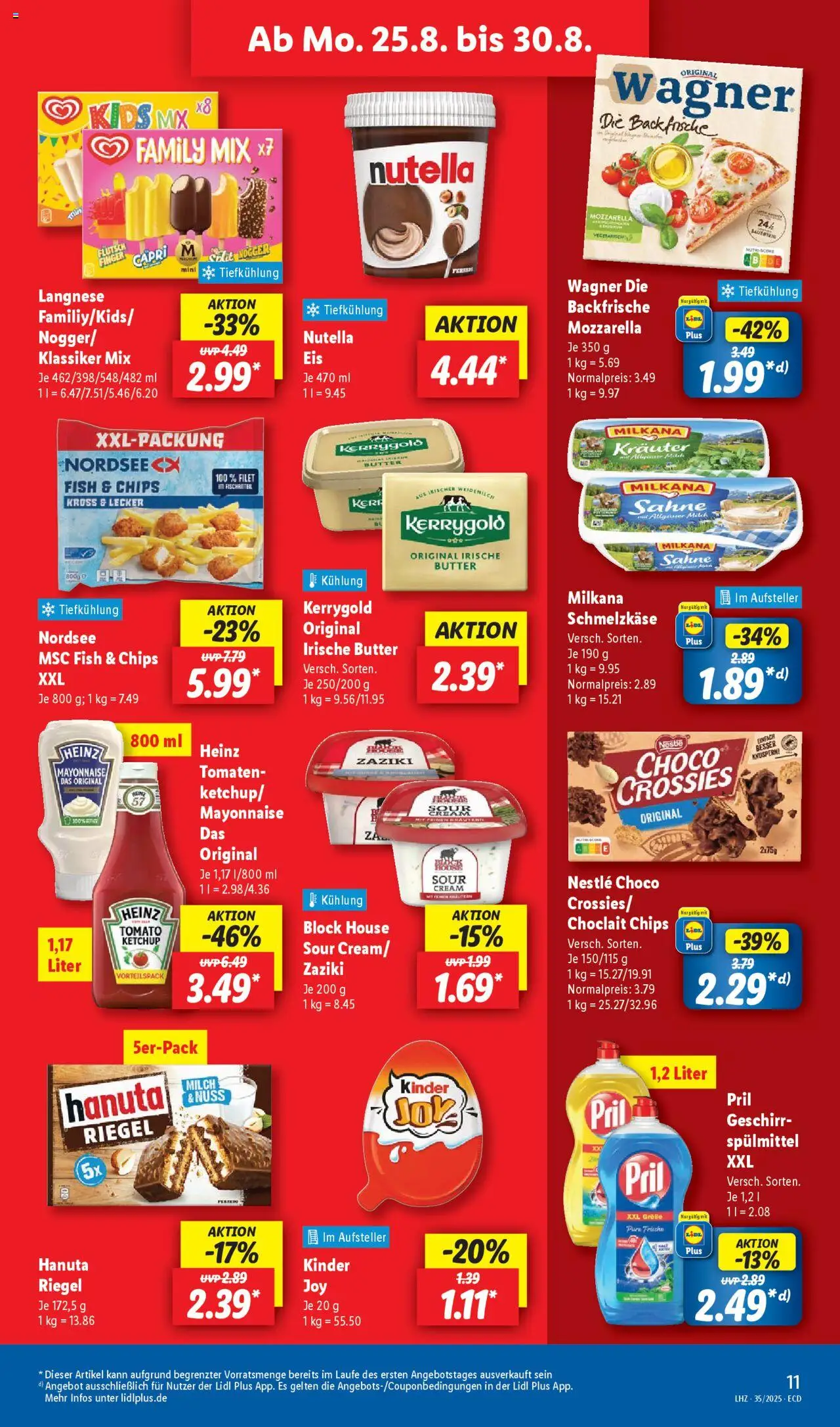 Lidl Prospekt 	 - gültig ab dem 25.08.2025 | Seite: 17 | Produkte: Milkana, Mozzarella, Chips, Salat