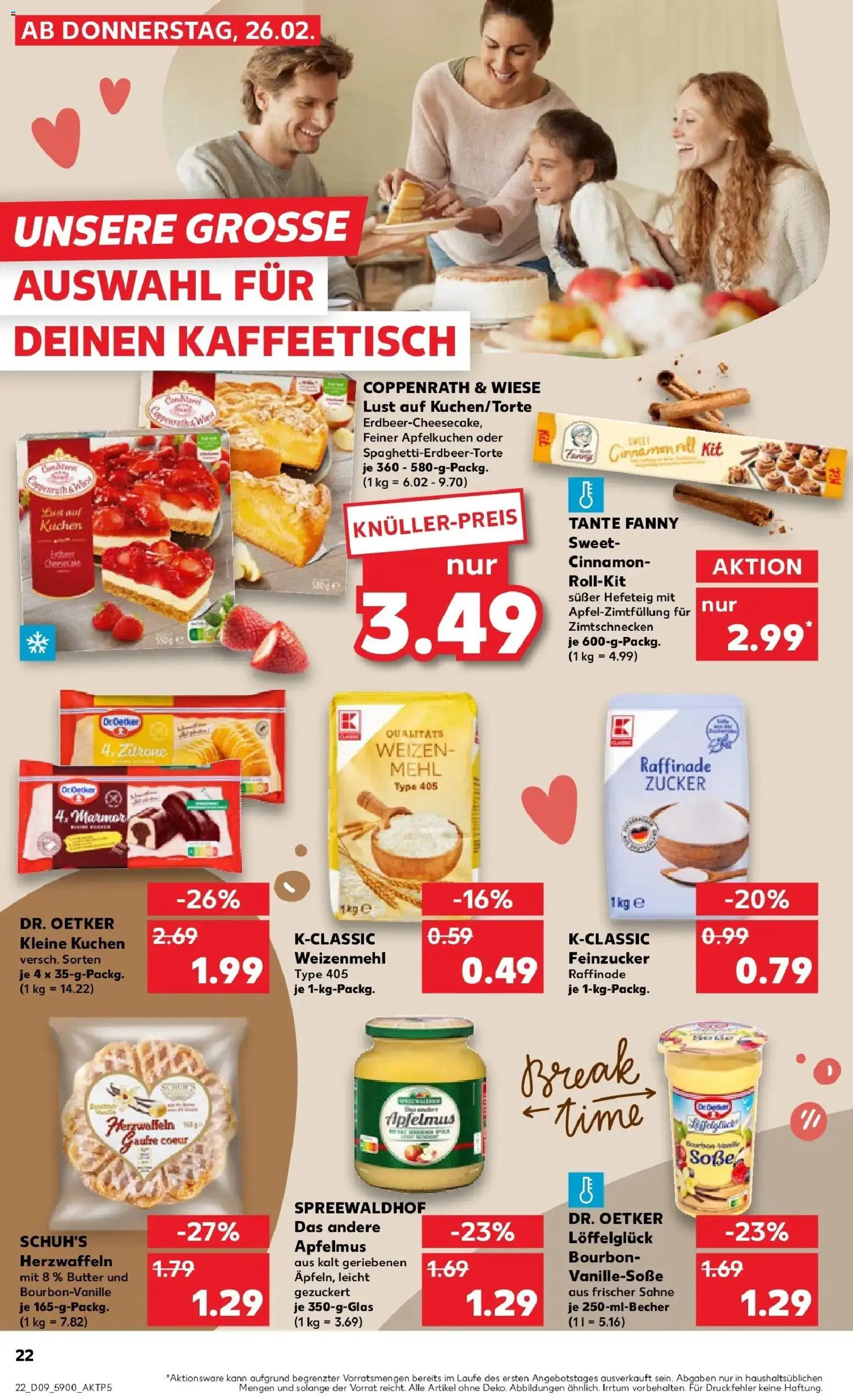 Kaufland prospekt Dippoldiswalde	 – gültig ab 26.02.2026 | Seite: 22 | Produkte: Mehl, Apple, Soße, Kuchen