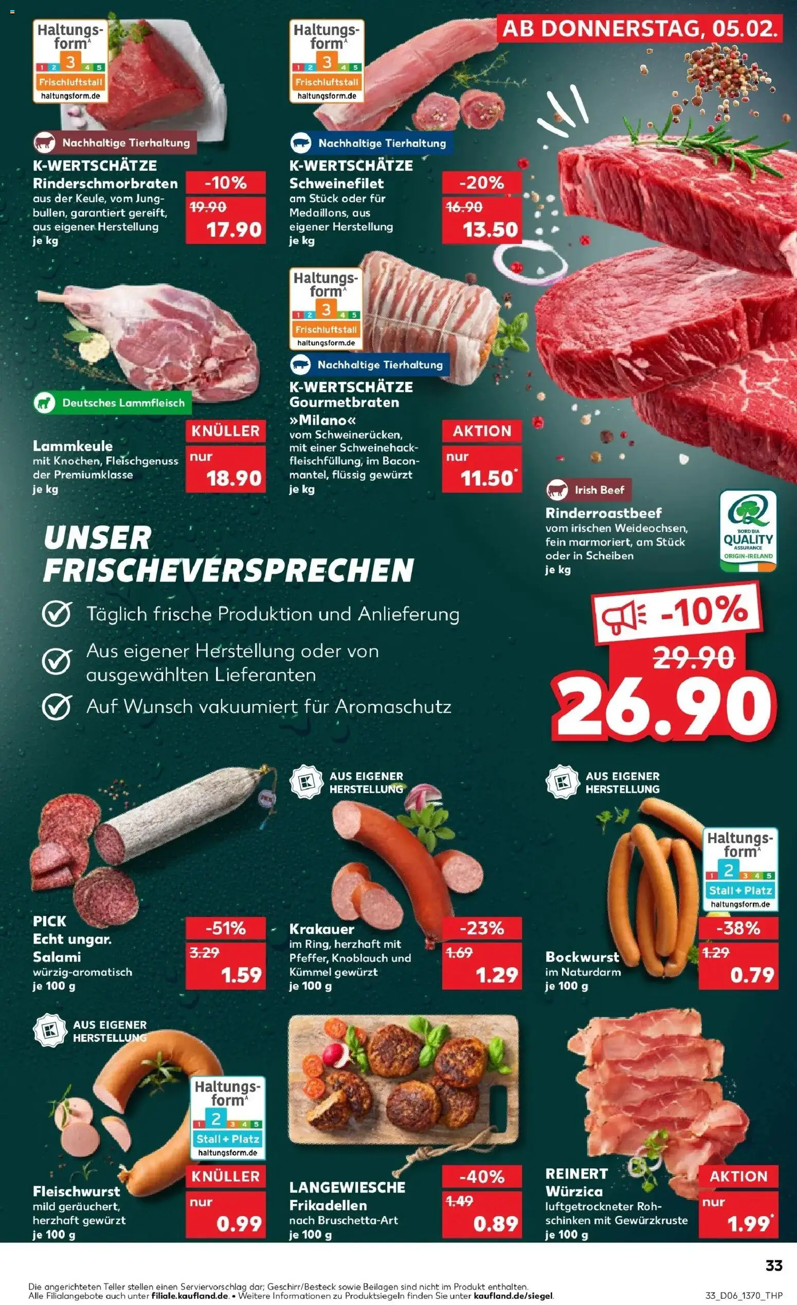 Kaufland prospekt Viersen	 – gültig ab 09.02.2026 | Seite: 33 | Produkte: Bockwurst, Lammkeule, Schweinefilet, Knoblauch