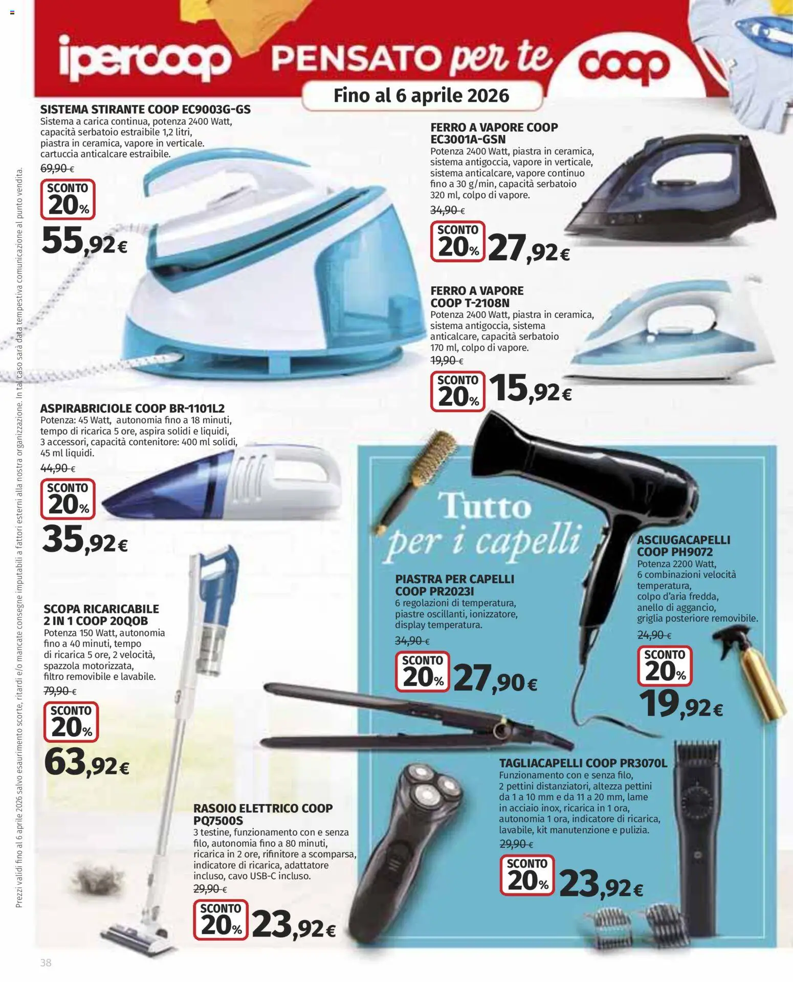 Volantino Ipercoop del 12.03.2026 | Pagina: 38 | Prodotti: Anticalcare, Contenitore, Adattatore, Asciugacapelli