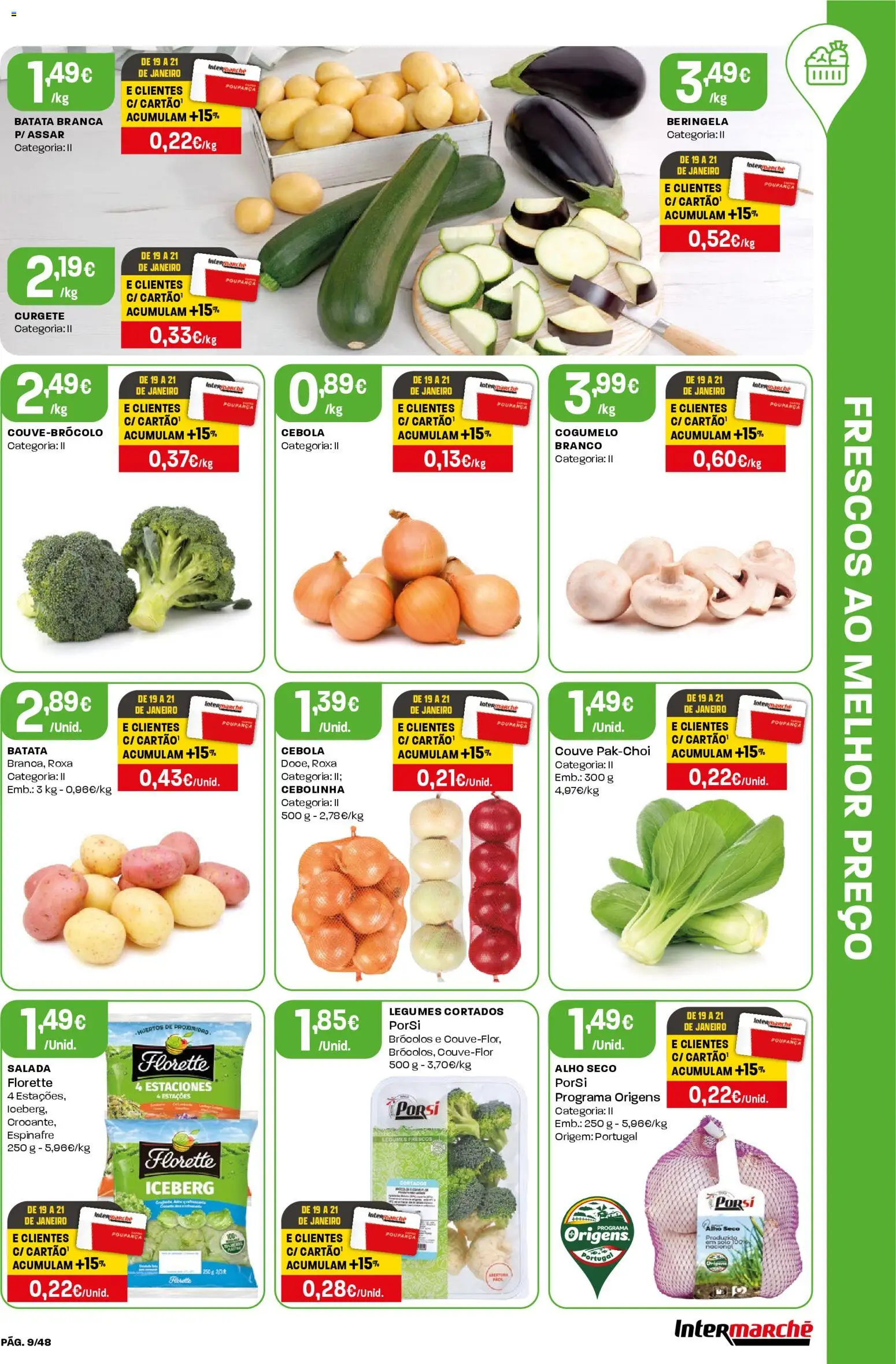 Intermarché folheto │ válido de 15.01.2026 | Página: 9 | Produtos: Brócolos, Cortador, Curgete, Cebola