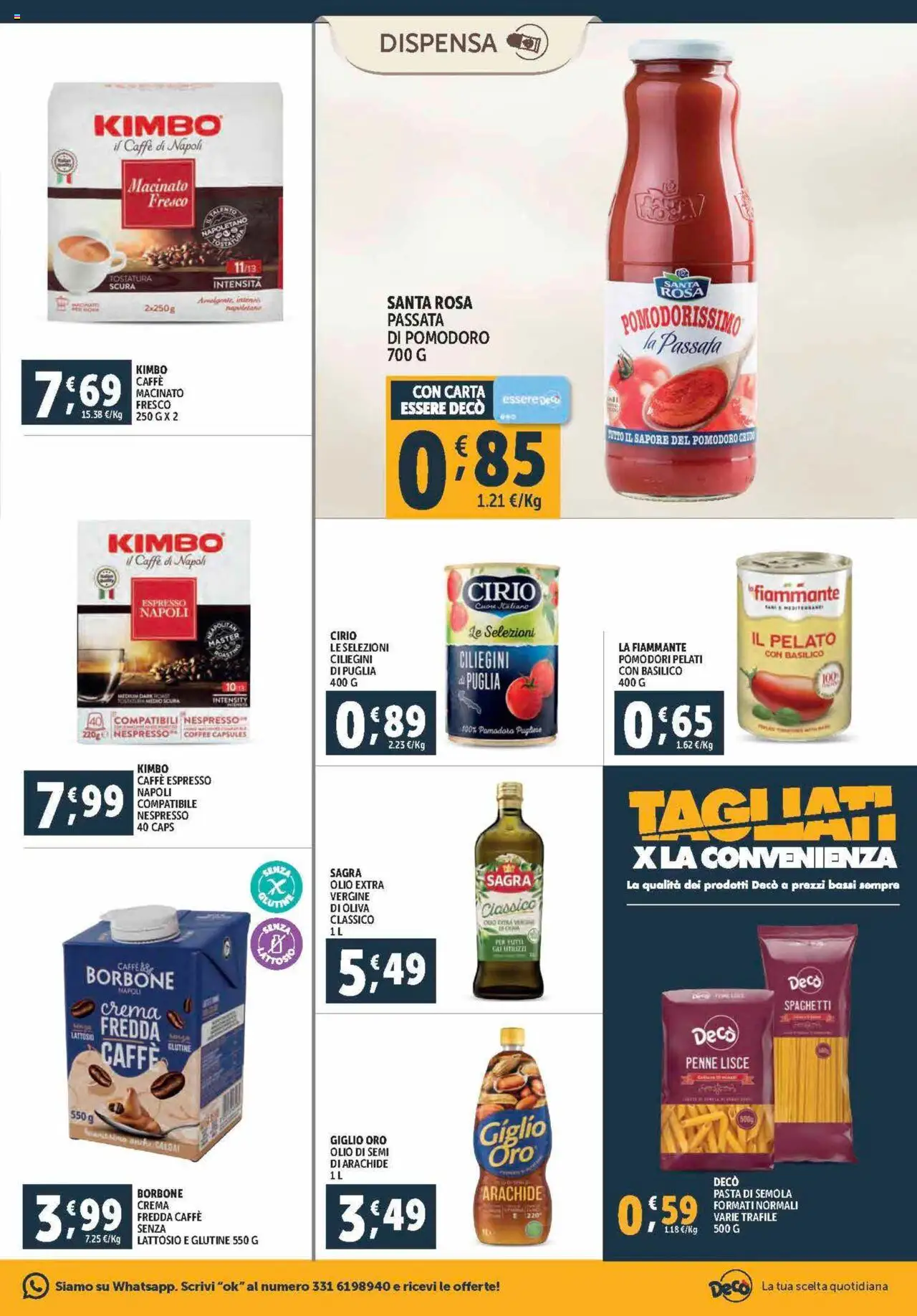 Volantino Decò del 21.08.2025 | Pagina: 9 | Prodotti: Pomodoro, Olio, Pasta, Basilico