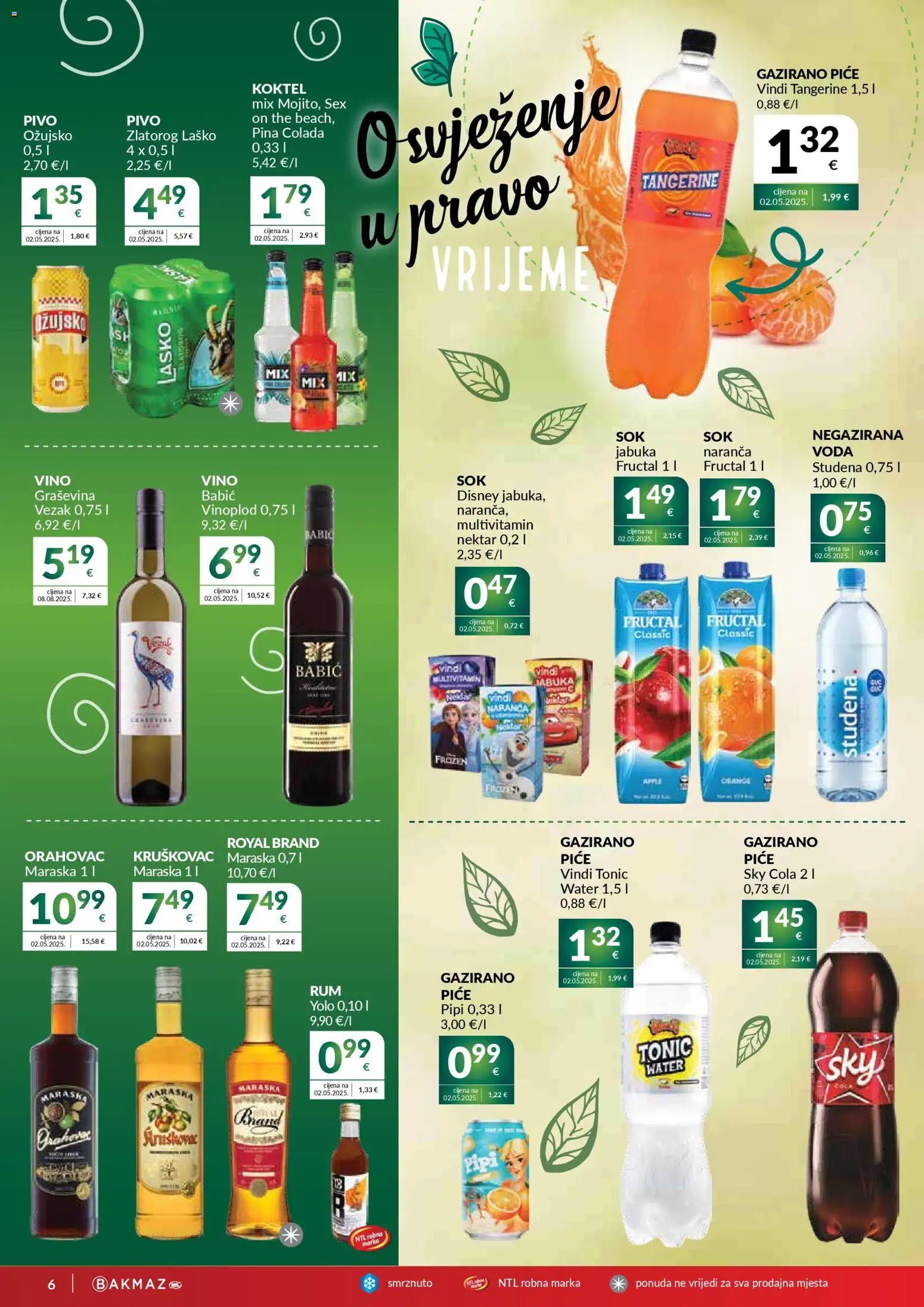 Bakmaz katalog | vrijedi od 15.04.2026 | Stranica: 6 | Proizvodi: Sky Cola, Laško, Ožujsko, Jabuka