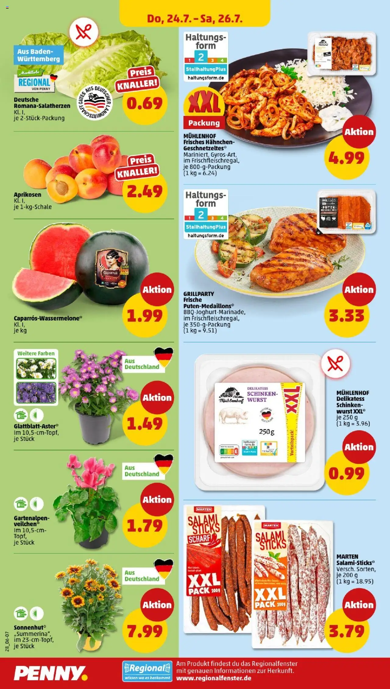Penny - Saarland  - gültig ab dem 21.07.2025 | Seite: 28 | Produkte: Hahnchen, Wurst, Schinken