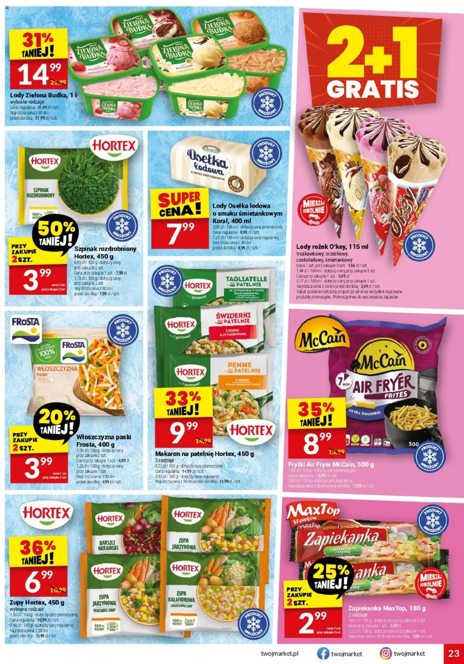 Twój Market gazetka od 08.04.2026 | Strona: 23 | Produkty: Penne, Szpinak, Patelnie, Makaron
