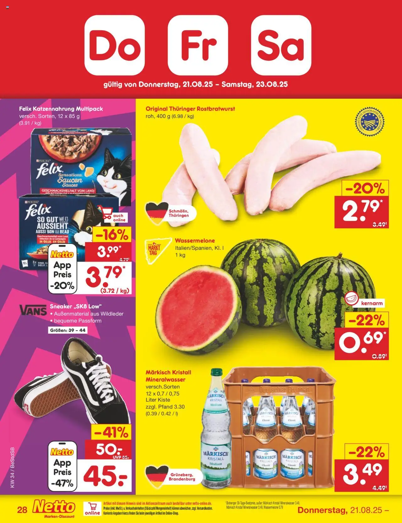 Netto Marken-Discount Prospekt 	 - gültig ab dem 18.08.2025 | Seite: 54 | Produkte: Mineralwasser, Wassermelone