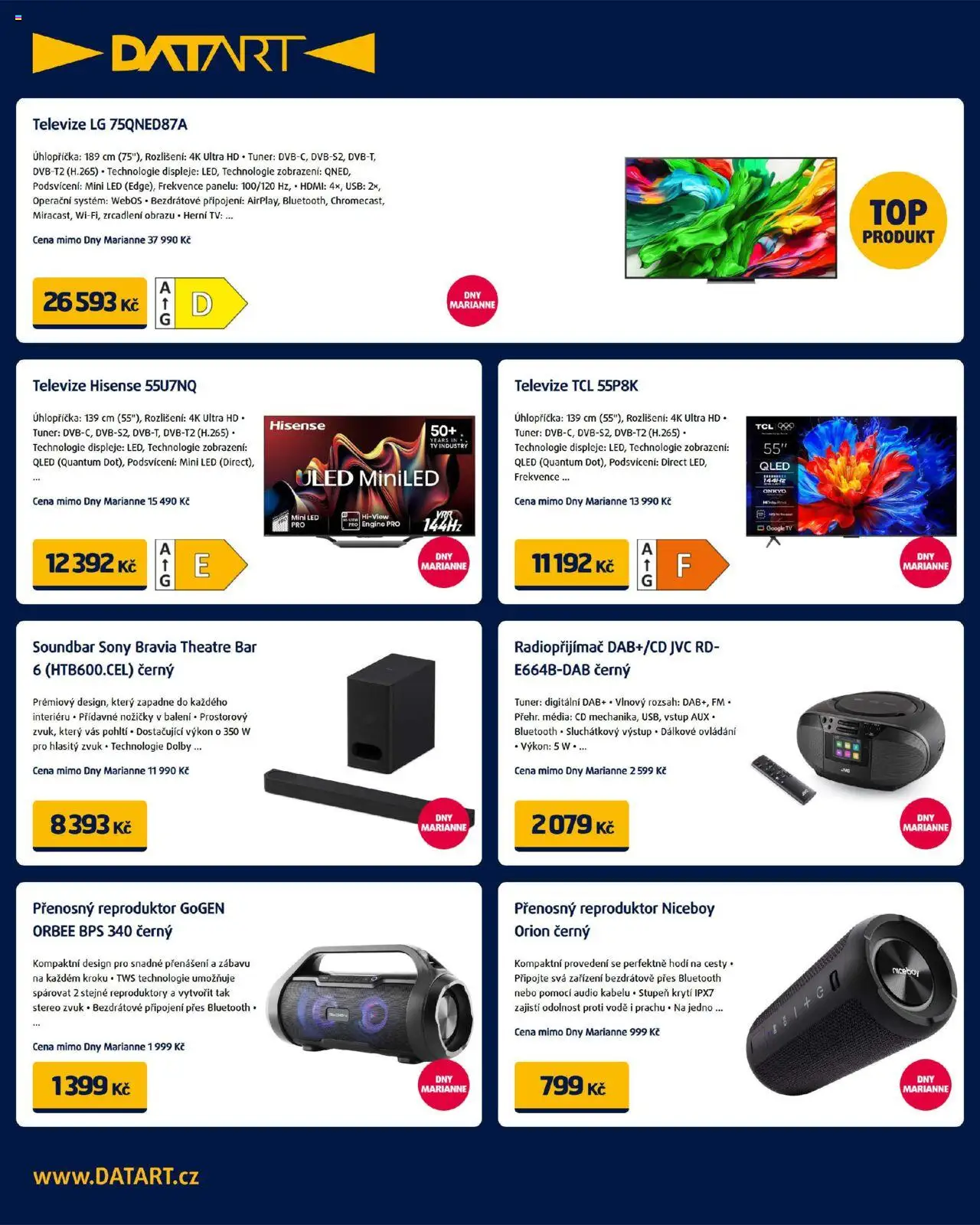 Datart leták od 12.09.2025 | Strana: 8 | Produkty: Tv, Reproduktor, USB, Cd