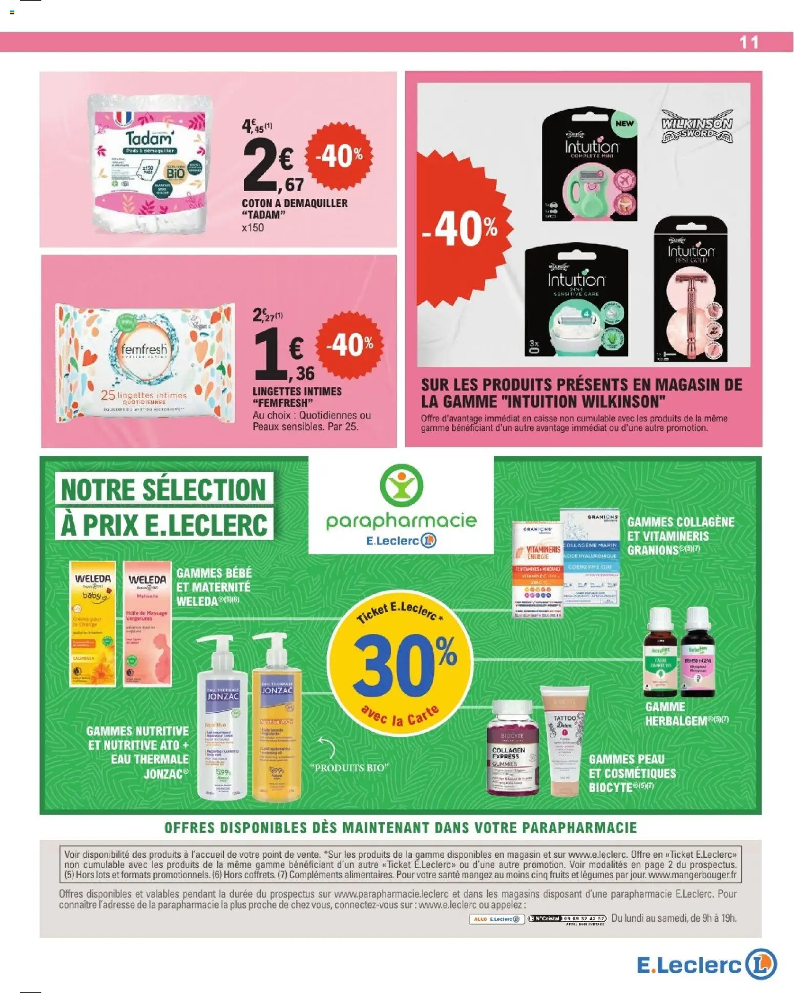 {H1} | Page: 11 | Produits: Coton, Eau thermale, Huile, Crème