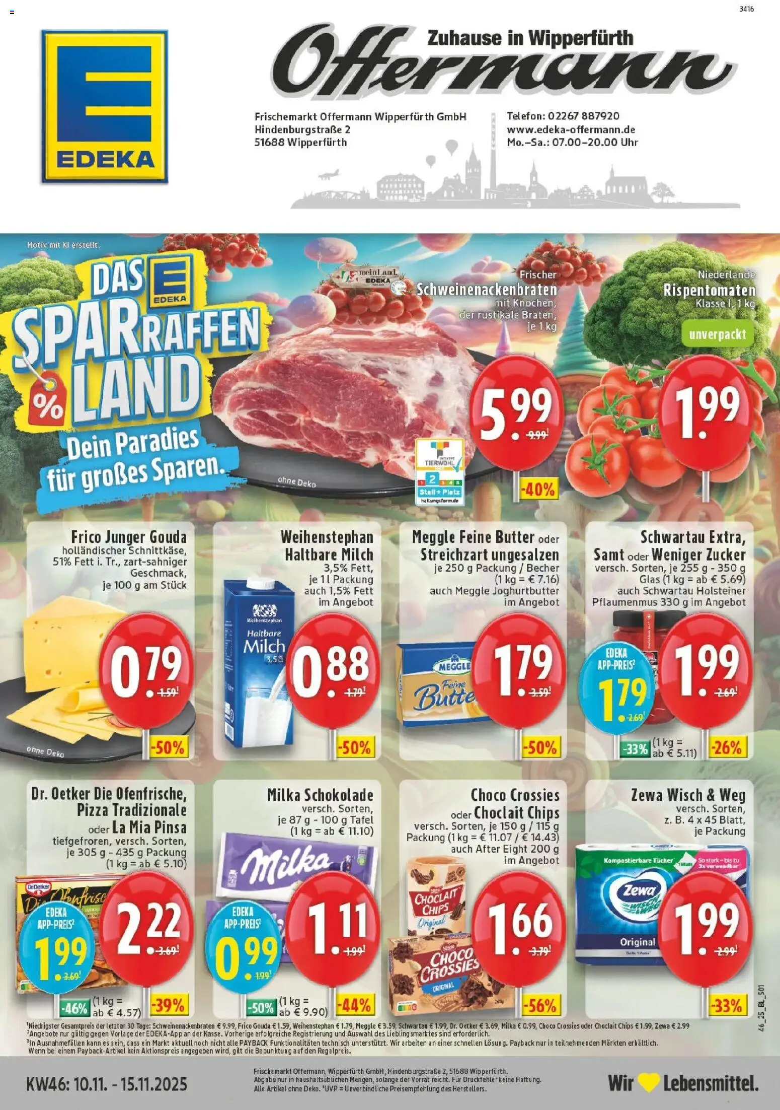 Edeka prospekt Wipperfürth	 – gültig ab 10.11.2025 | Seite: 1 | Produkte: Milch, Schokolade, Haltbare milch, Uhr