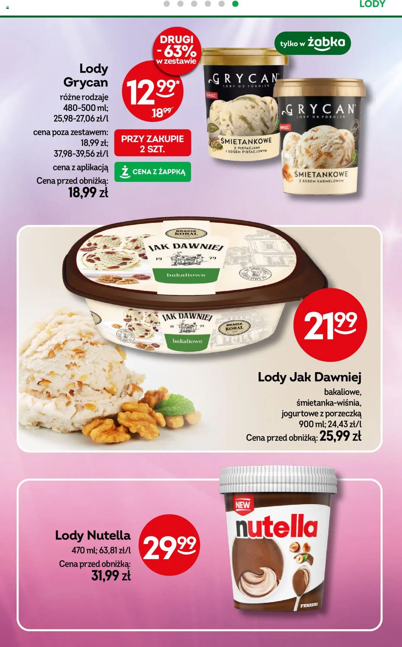 Żabka Gazetka od 13.08.2025 | Strona: 39 | Produkty: Nutella, Porzeczka, Lody
