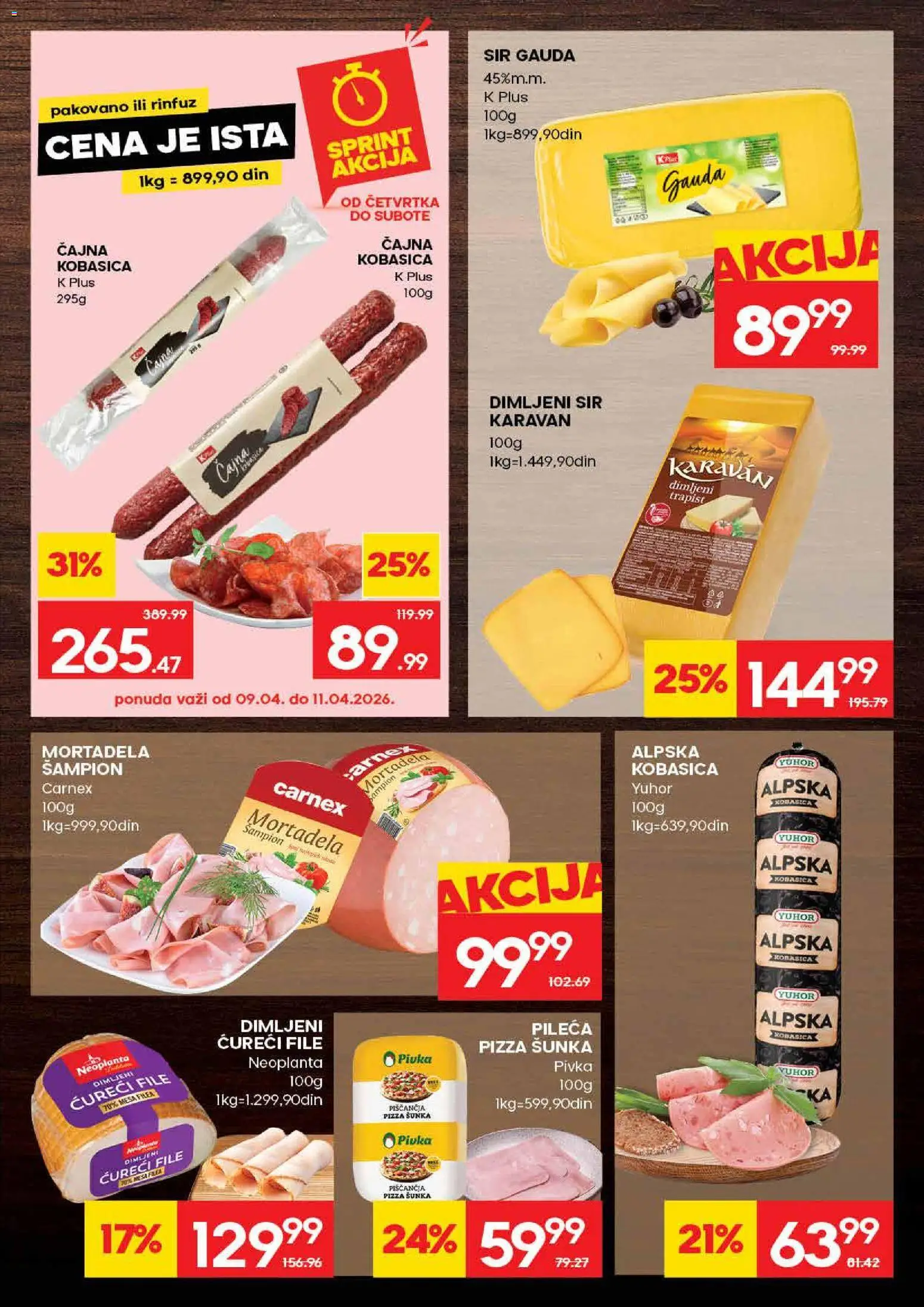 Roda katalog - važi od 09.04.2026 | Strana: 9 | Proizvode: Ćureći file, Sir, Dimljeni sir, Kobasica