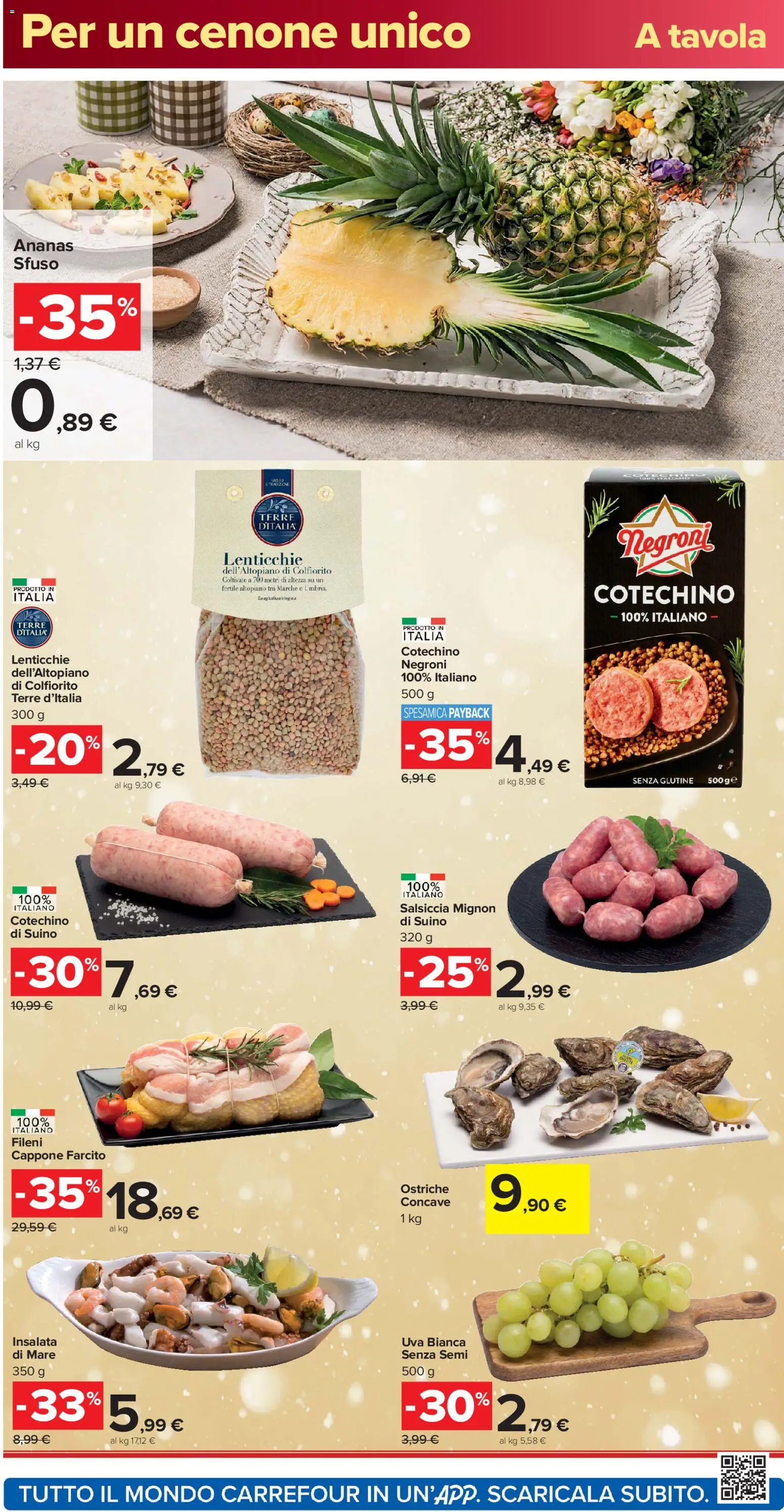 Volantino Carrefour del 16.12.2025 | Pagina: 18 | Prodotti: Lenticchie, Suino, Uva, Cotechino