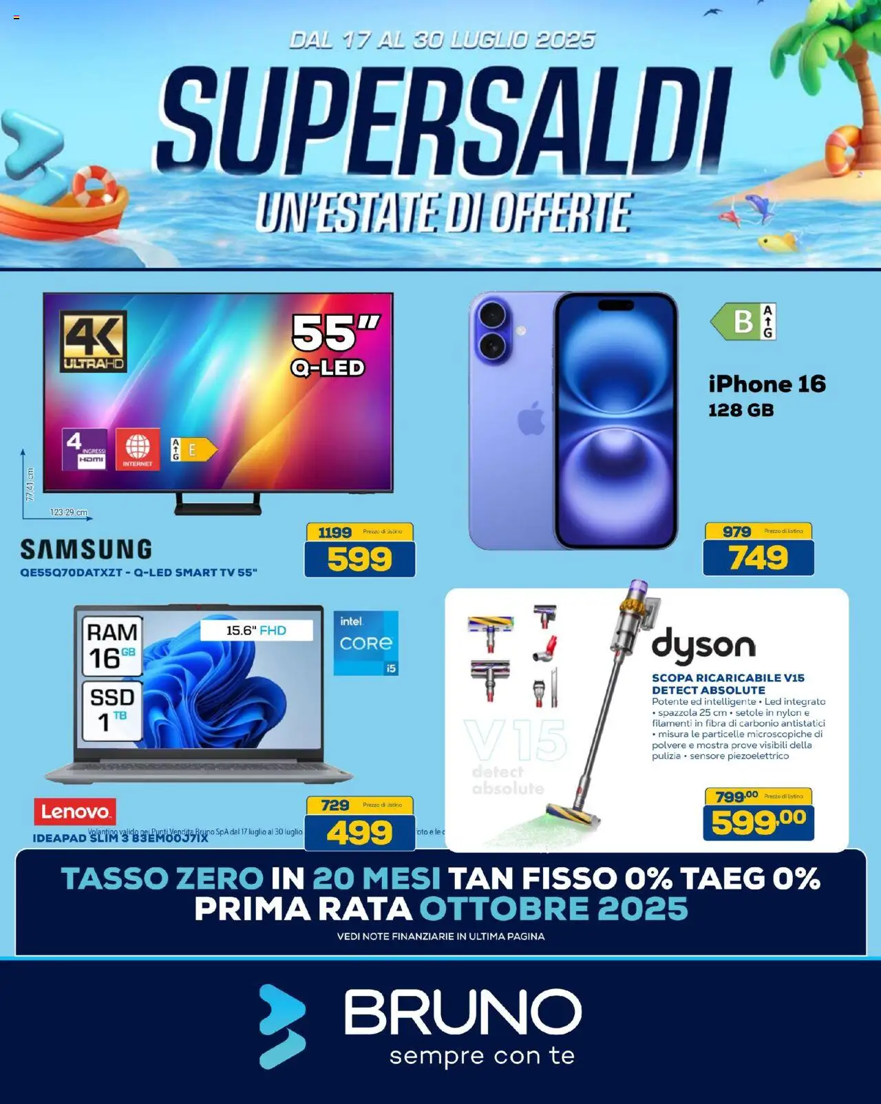 Volantino BRUNO del 17.07.2025 | Pagina: 1 | Prodotti: Spazzola, Tè, smart TV, TV