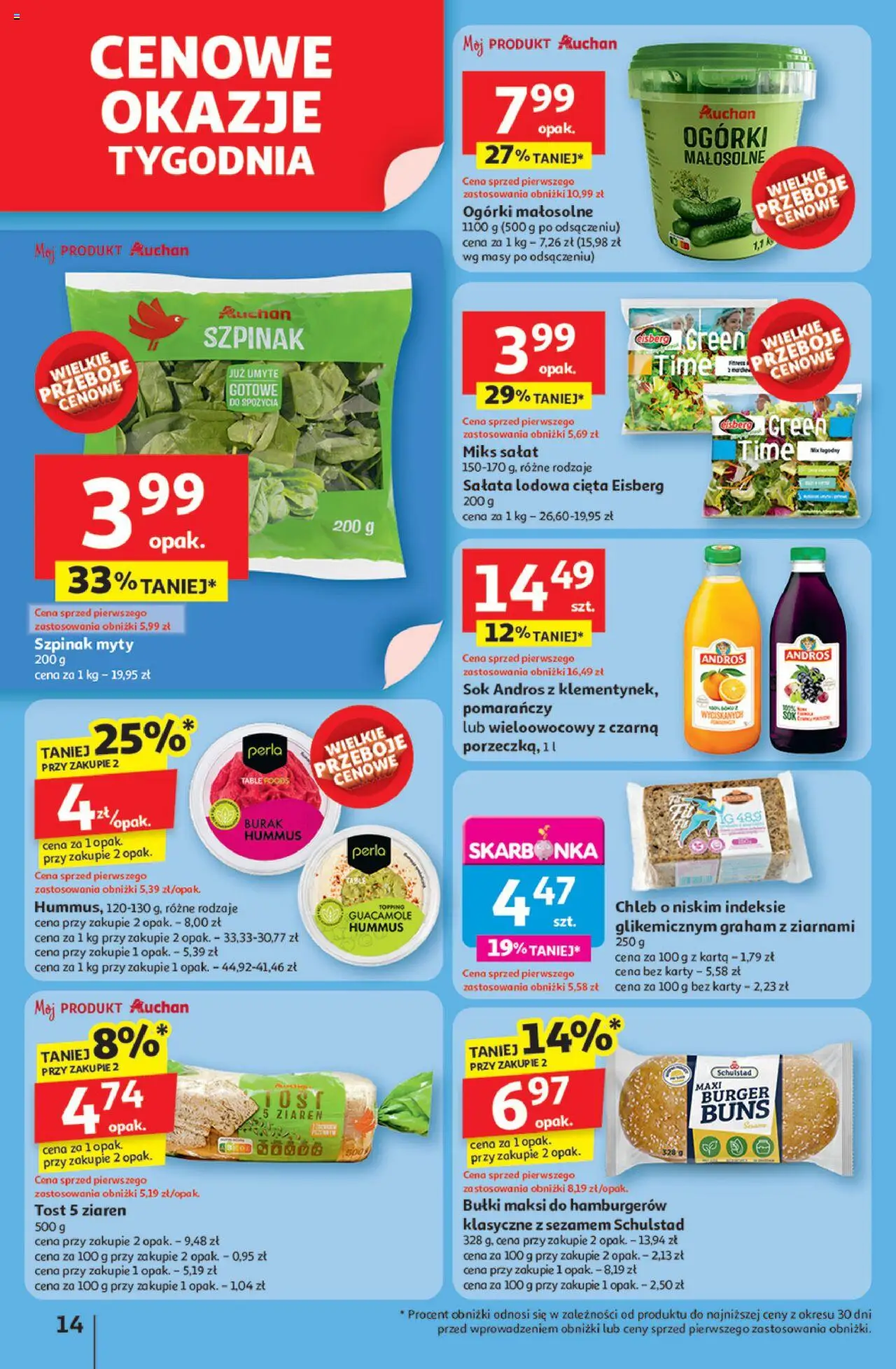Auchan Gazetka - Jak Pragnę Lata Hipermarket od 20.06.2025 | Strona: 16 | Produkty: Karta, Hummus, Chleb, Sok