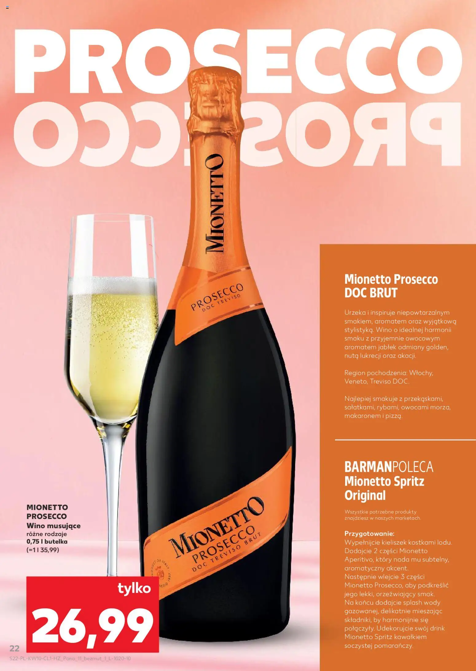 Kaufland Polsko leták - Barek od 05.03.2026 | Strana: 22 | Produkty: Prosecco, Mionetto, Spritz, Prosecco DOC