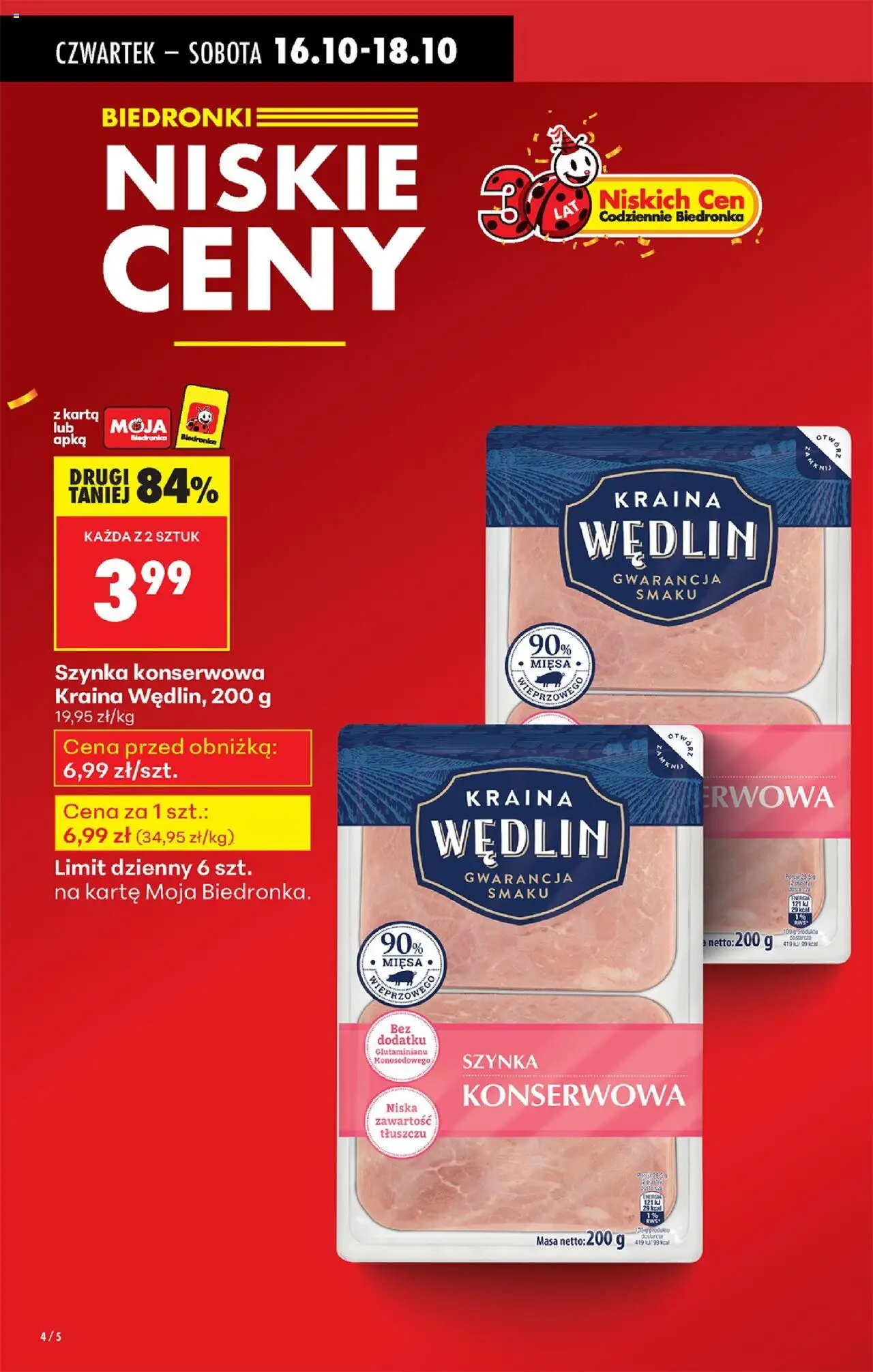Biedronka gazetka - Oferta w tym tygodniu od 16.10.2025 | Strona: 6 | Produkty: Karta, Szynka