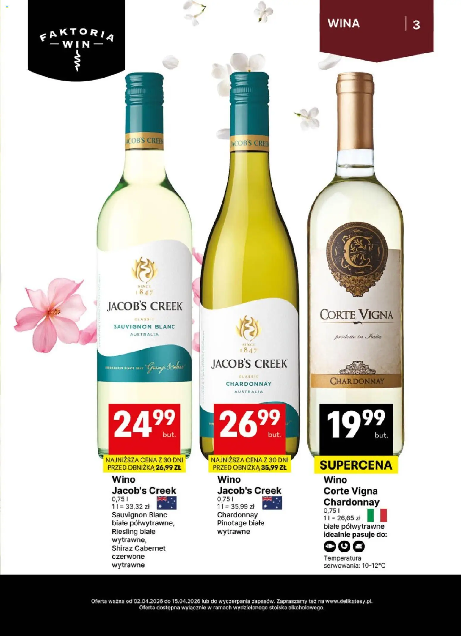 Delikatesy Centrum gazetka - DeliBarek od 02.04.2026 | Strona: 3 | Produkty: Riesling, Chardonnay, Wino