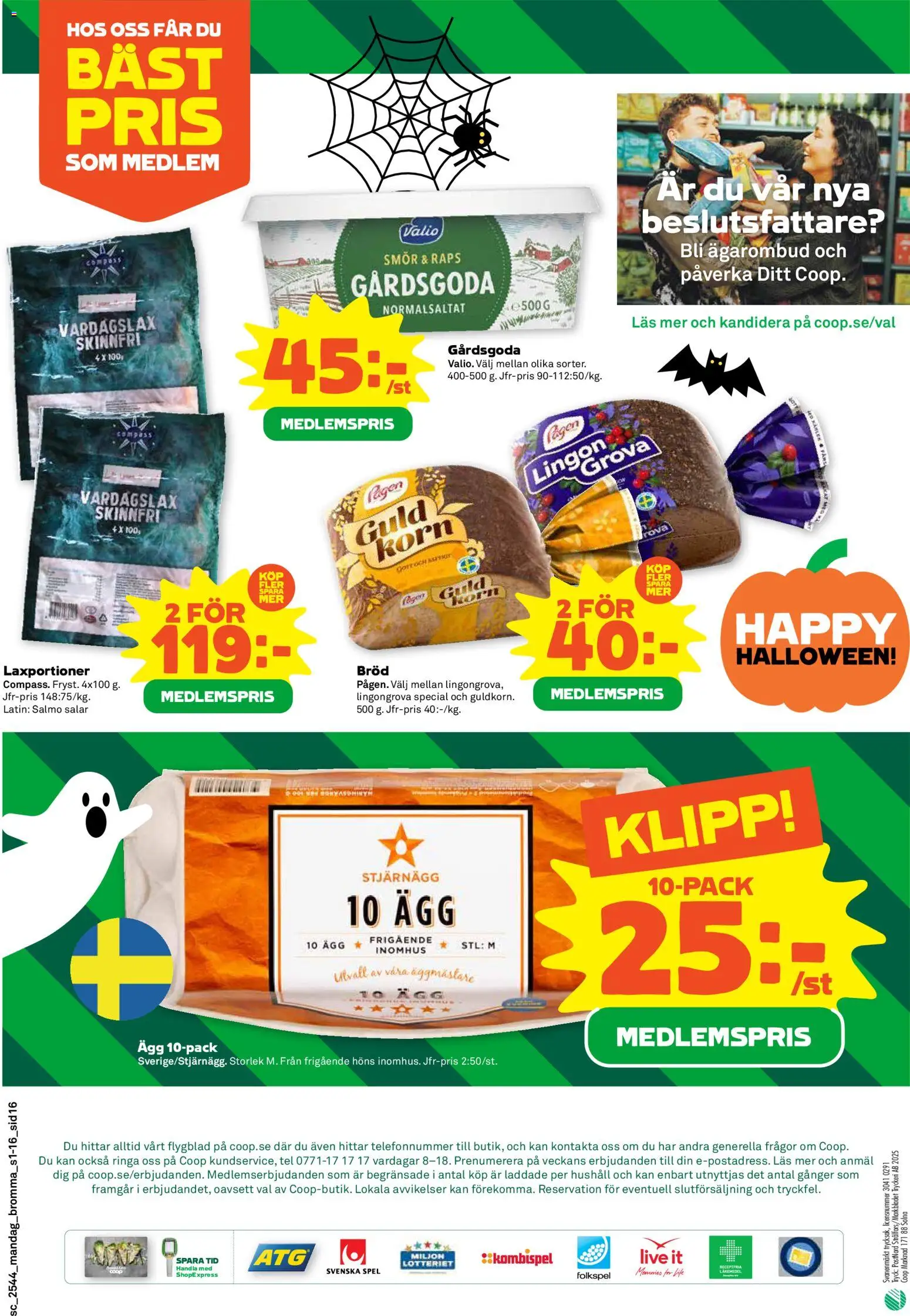 Stora Coop reklamblad aktuell från 27.10.2025 | Sida: 16 | Produkter: Lingongrova, Smör, Bröd, Spel