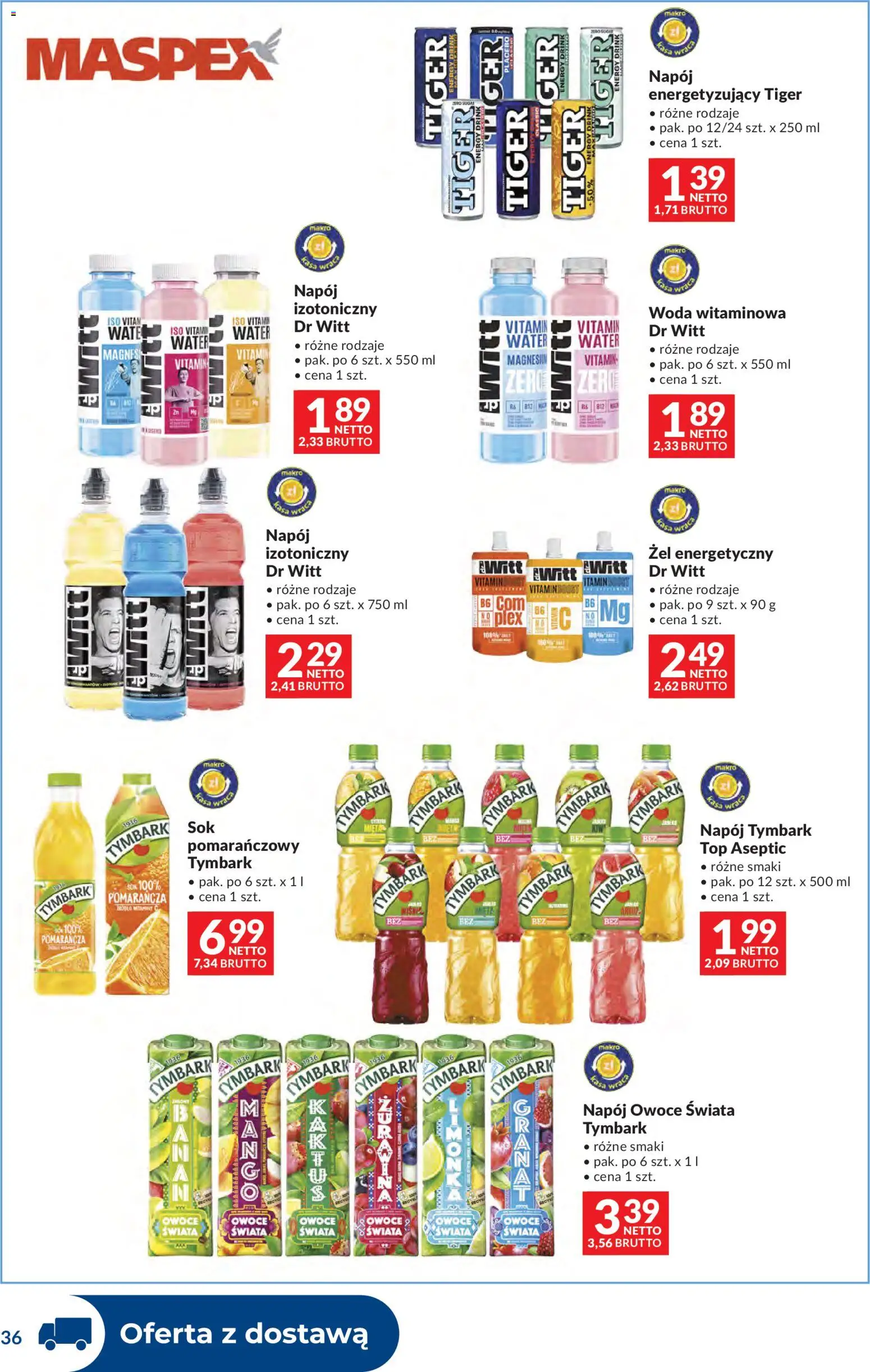 Makro Gazetka - Dystrybucja do sklepów od 09.12.2025 | Strona: 36 | Produkty: Top, Sok, Woda, Owoce