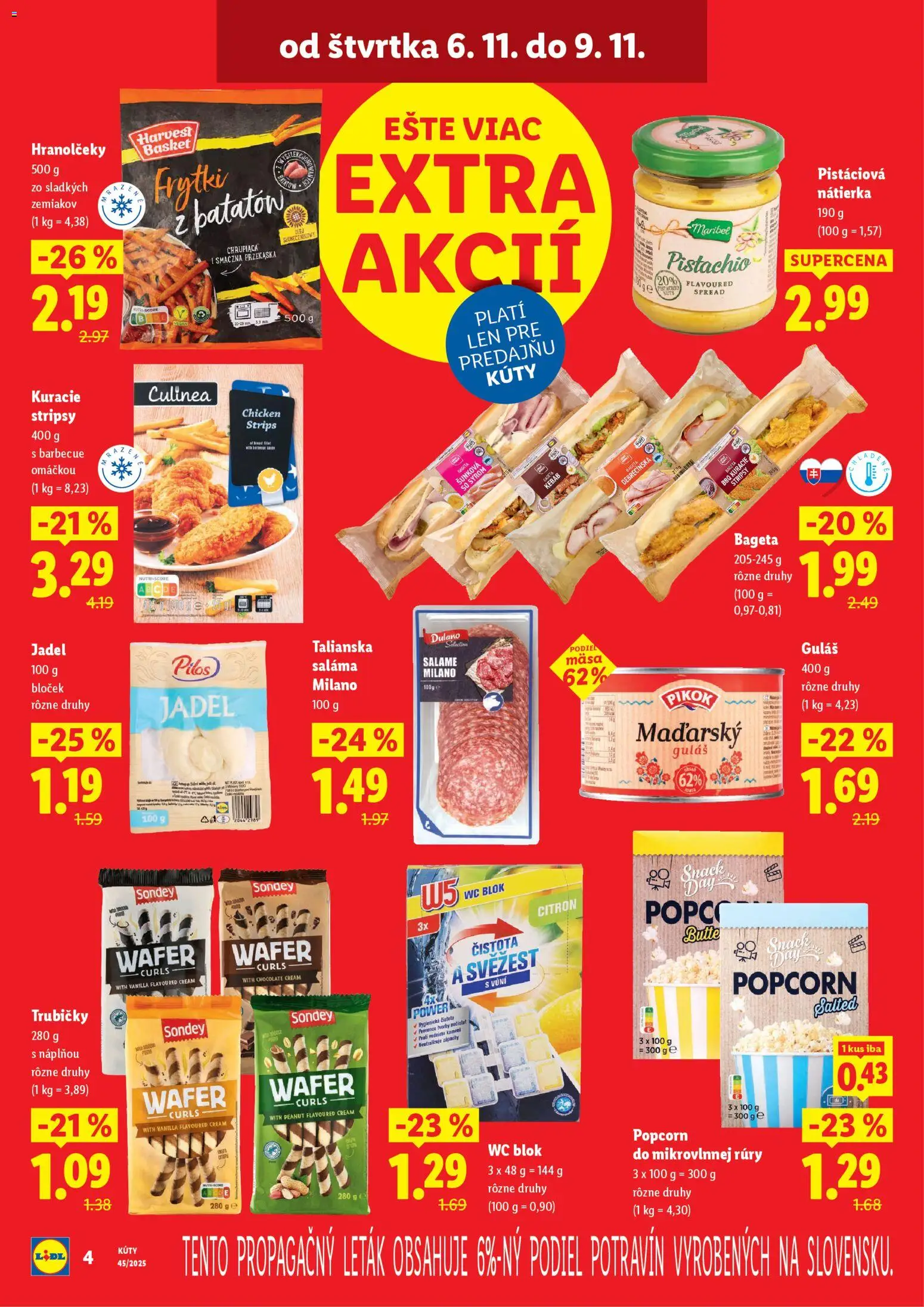 Nové Lidl akcie – leták je platný od 06.11.2025 | Strana: 4 | Produkty: Saláma, Wc, Wc blok
