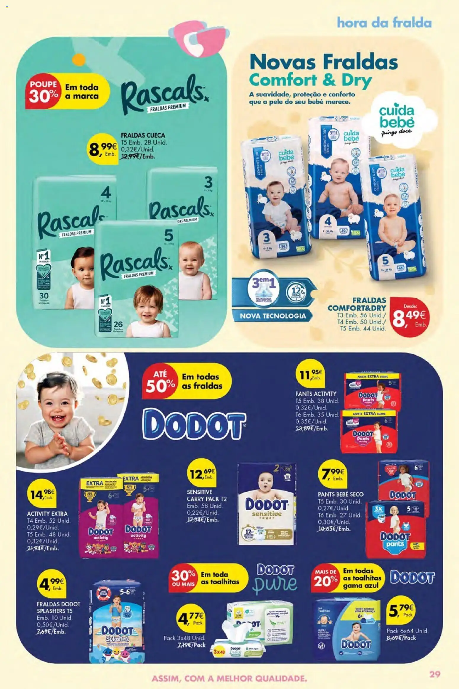 Pingo Doce Poupe Esta Semana Açores │ válido de 07.01.2026 | Página: 29 | Produtos: Fraldas, Fraldas dodot