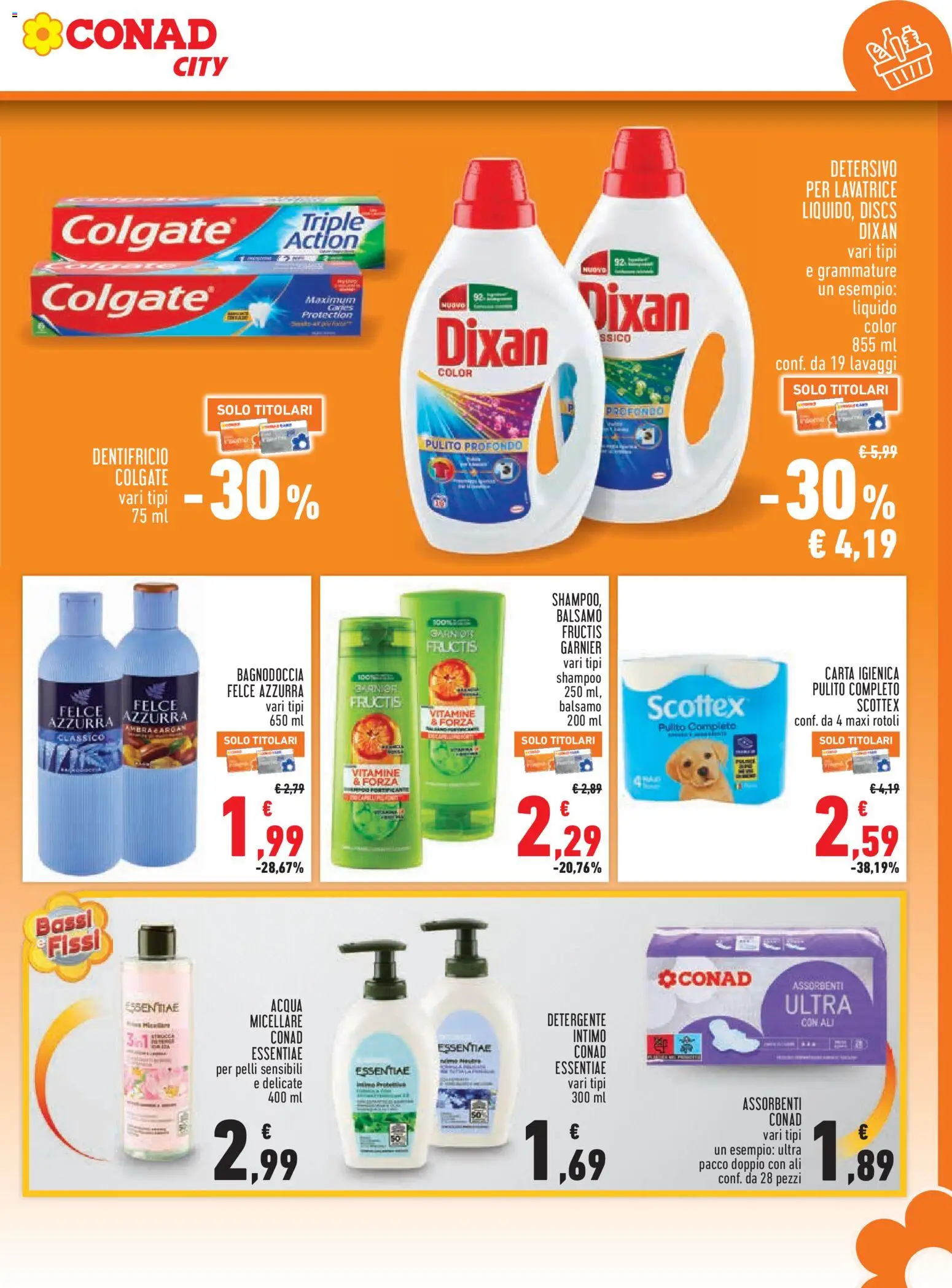 Volantino Conad del 23.04.2026 | Pagina: 17 | Prodotti: Shampoo, Acqua micellare, Carta igienica, Detergente