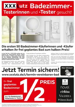 XXXLutz Badzimmertesterinnen und -tester gesucht ab 25.04.2026 gültig