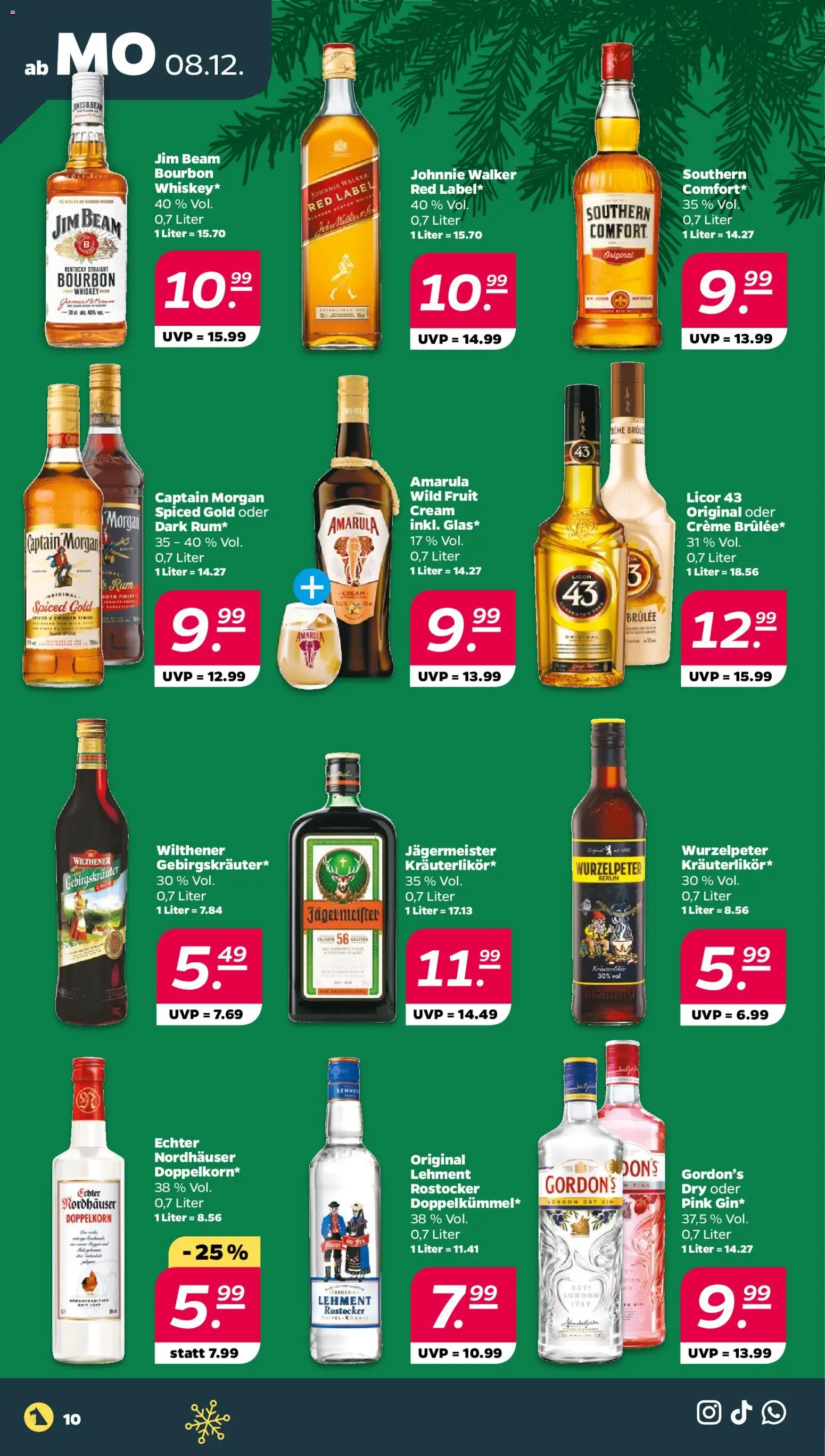 Netto Prospekt 	 – gültig ab 08.12.2025 | Seite: 10 | Produkte: Wilthener, Jägermeister, Captain morgan, Whiskey