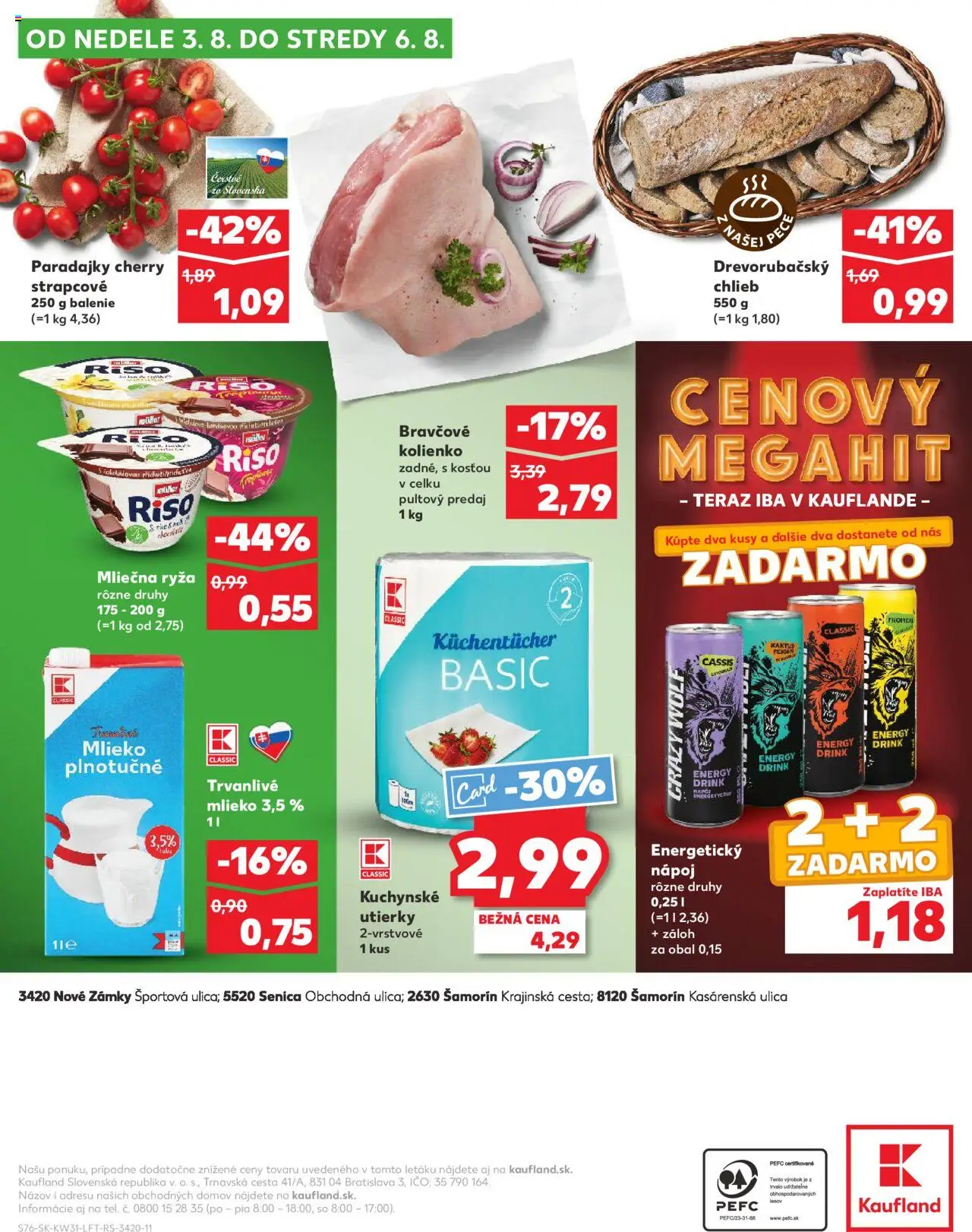 Kaufland Senica │ platný od 31.07.2025 | Strana: 76 | Produkty: Mlieko, Chlieb, Trvanlivé mlieko, Energetický nápoj