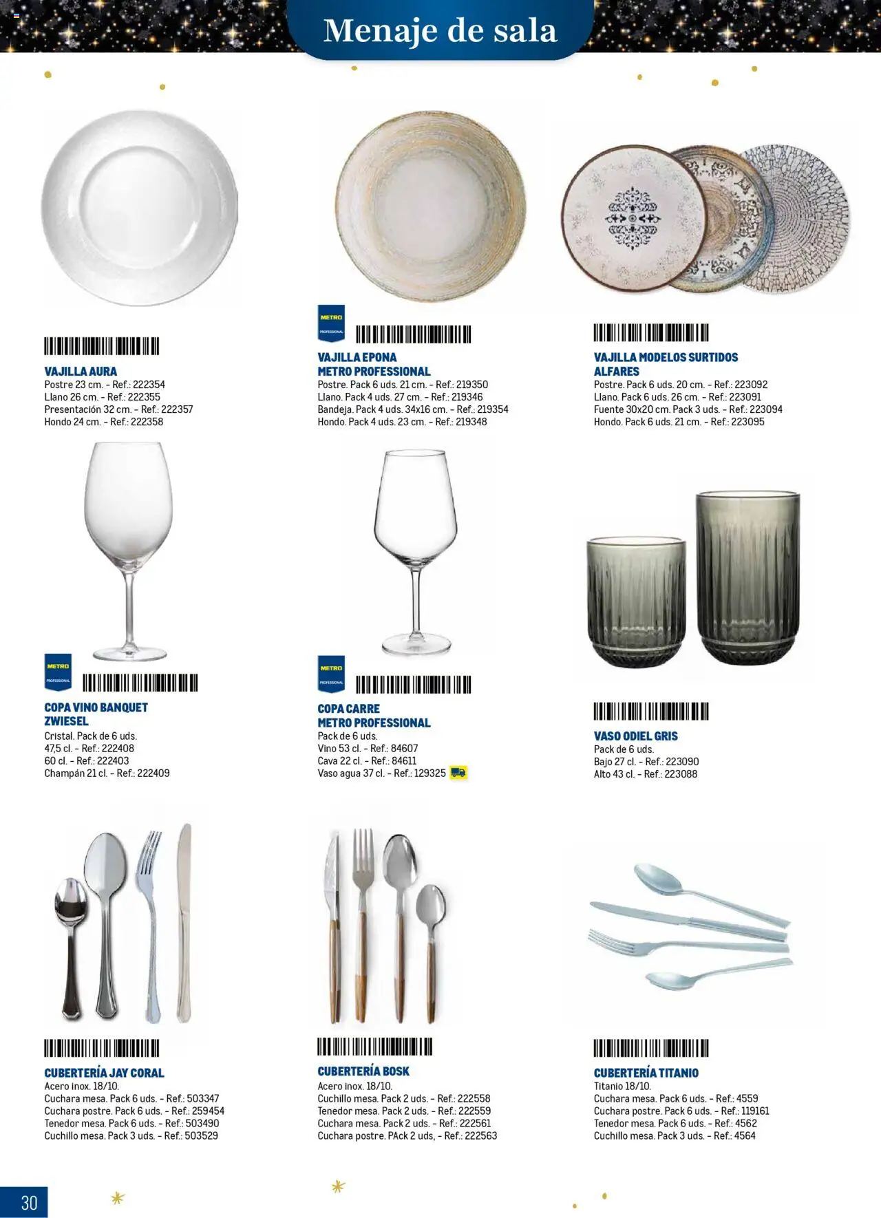 Makro - Comidas y Cenas de Navidad Centro │ válido desde el 03.10.2025 | Página: 30 | Productos: Vino, Βρεφικό κρεβάτι, Cubertería