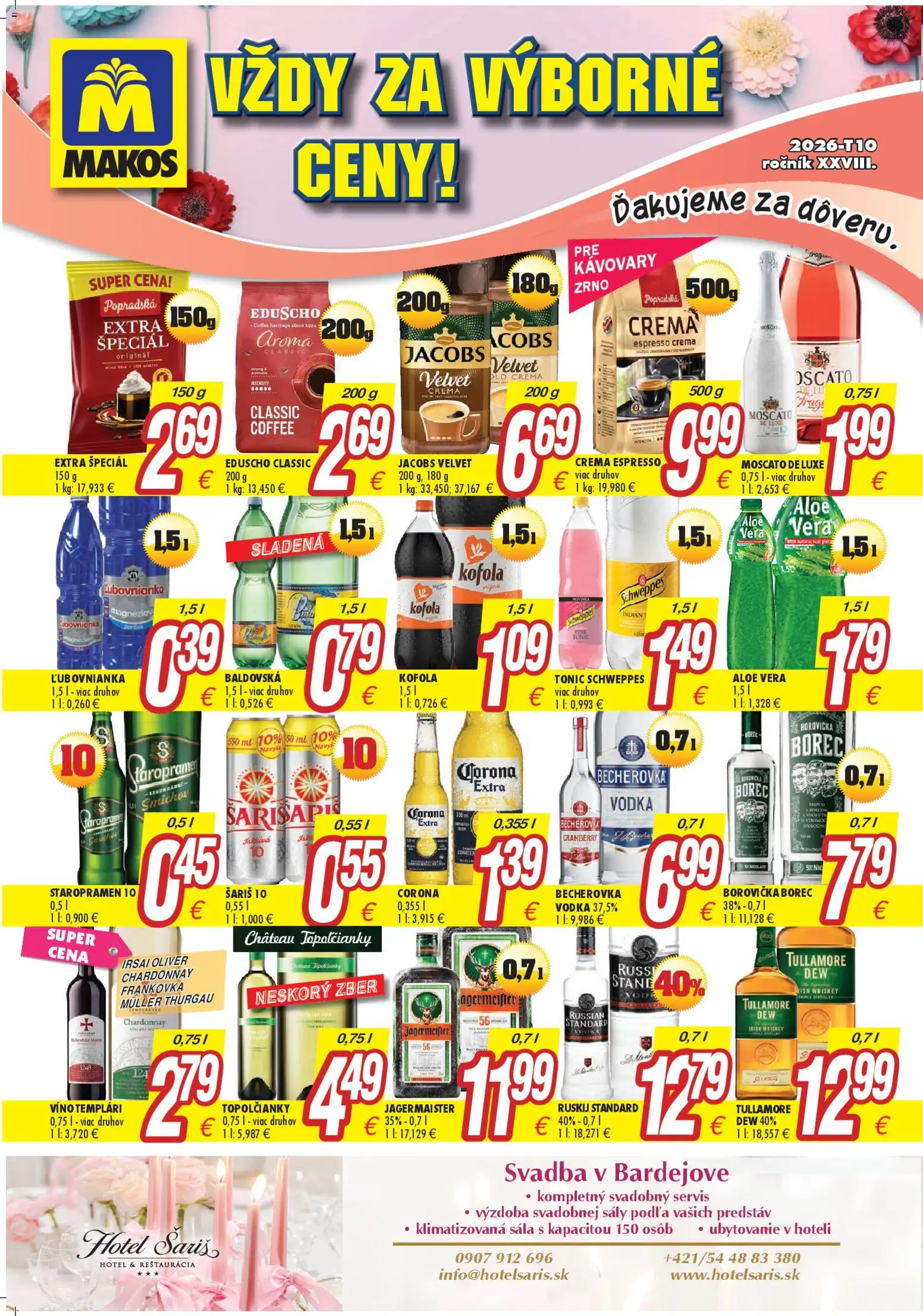 Nové Makos akcie – leták je platný od 02.03.2026 | Strana: 2 | Produkty: Paradajky, Merci, Kinder, Cereálie