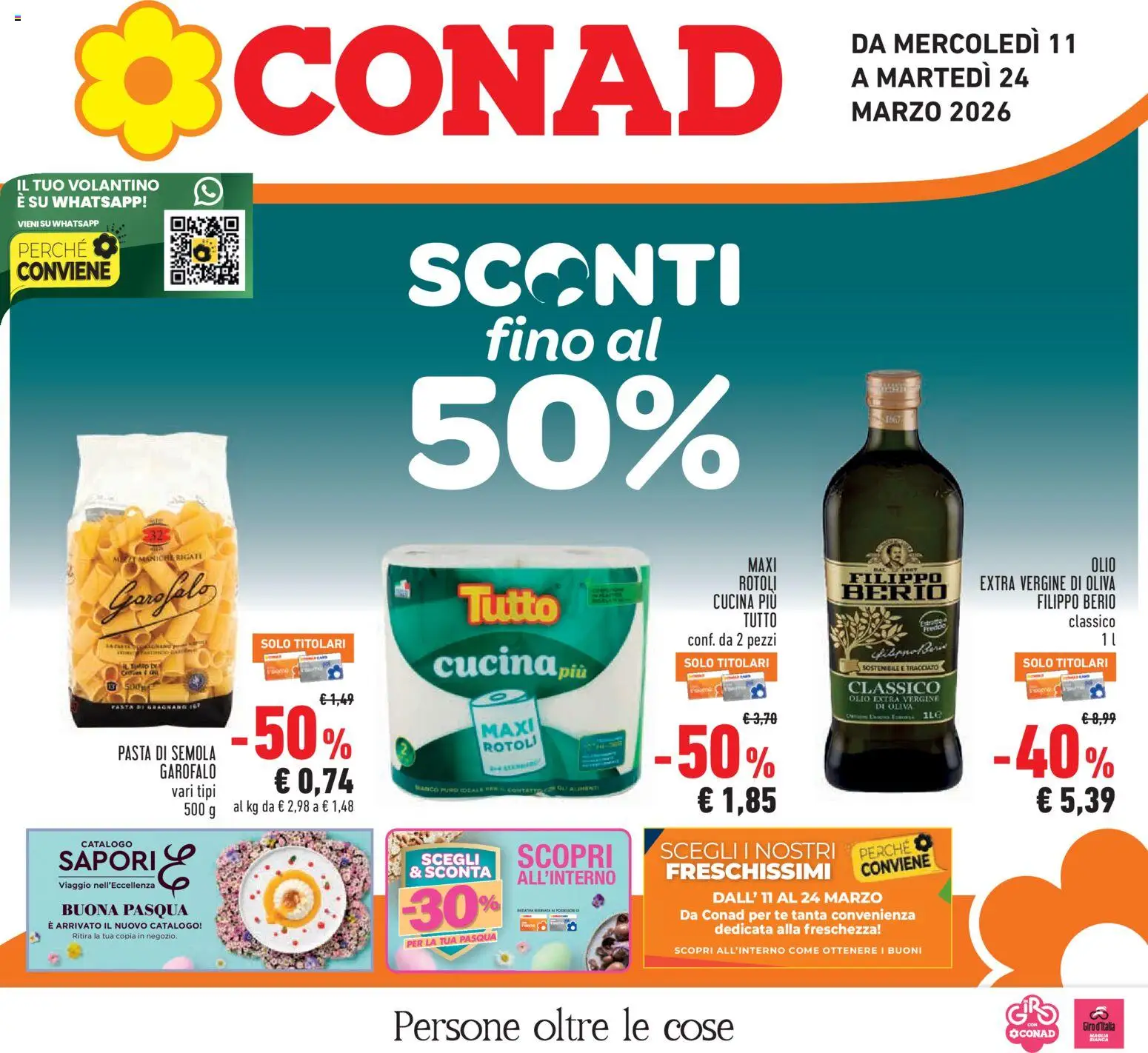 Volantino Conad del 11.03.2026 | Pagina: 1 | Prodotti: Tè, Olive, Pasta, Olio extra vergine