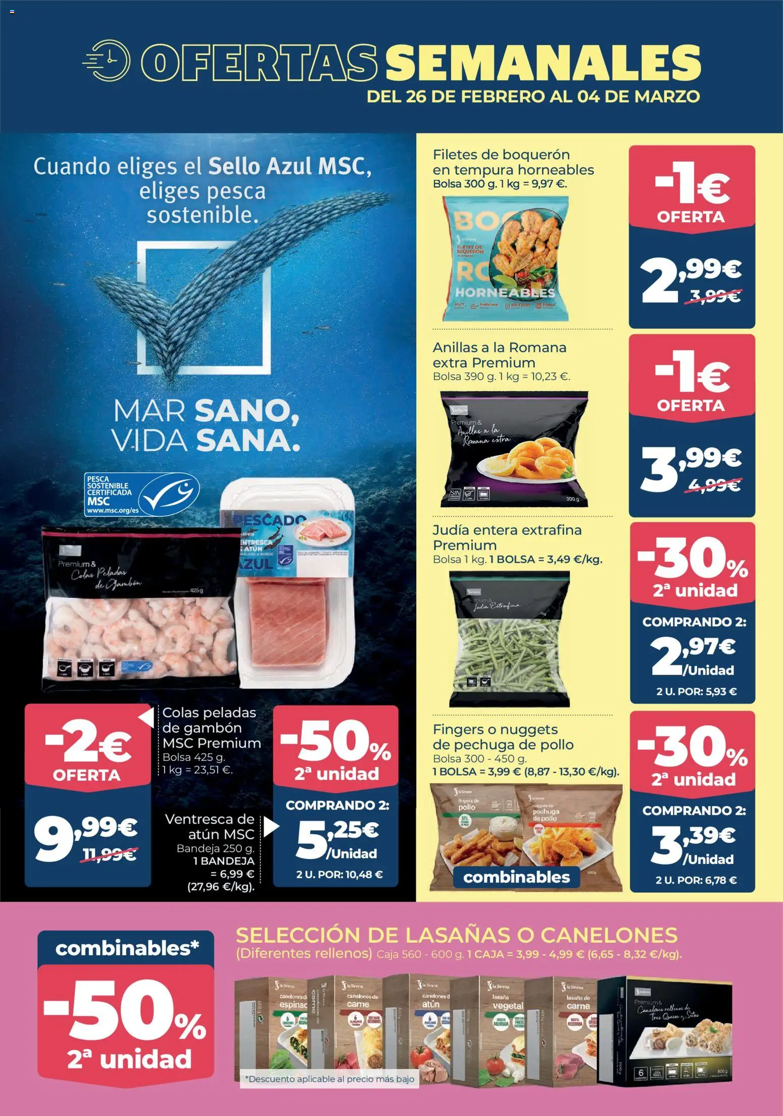 La Sirena Madrid │ válido desde el 26.02.2026 | Página: 2 | Productos: Bolsa, Caja, Canelones, Nuggets