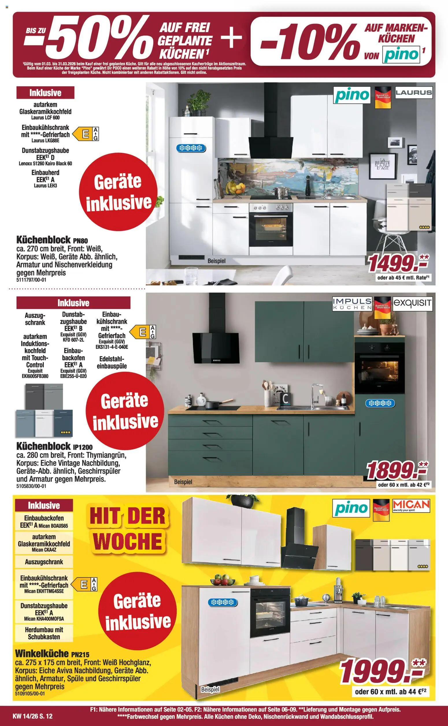 Poco Prospekt 	 – gültig ab 29.03.2026 | Seite: 12 | Produkte: Küche, Kochfeld, Armatur, Backofen