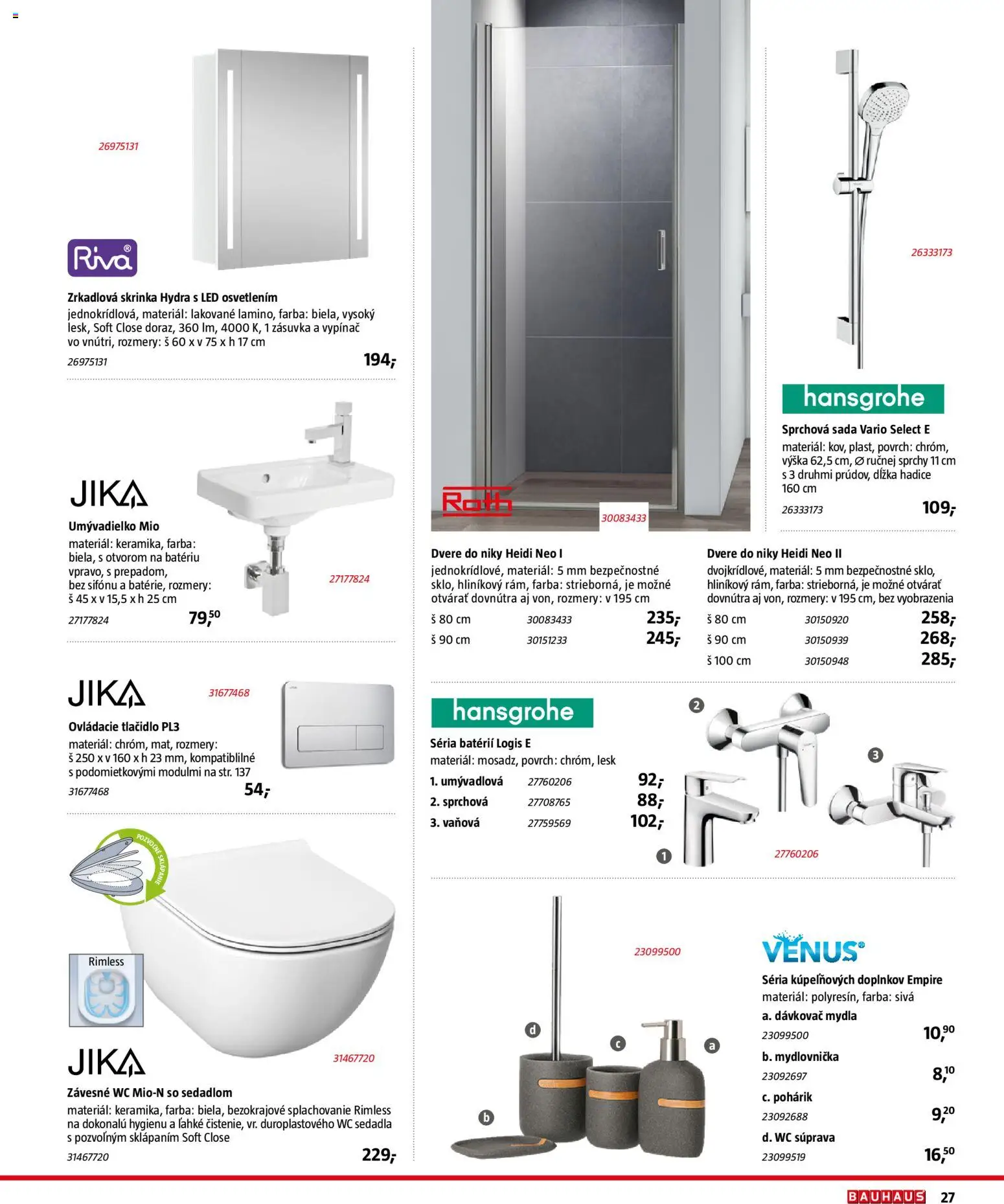 Nové Bauhaus akcie – leták je platný od 15.12.2025 | Strana: 27 | Produkty: Skrinka, Dvere, Zásuvka, Wc