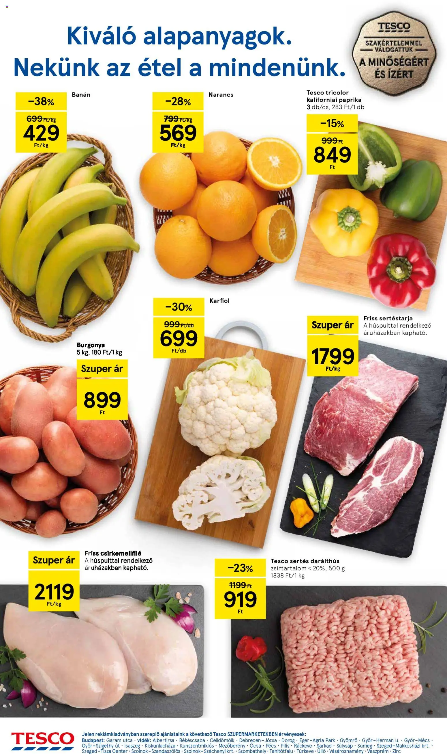 Tesco akciós ujság - amely érvényes a következő dátumtól: 04.12.2025 | Oldal: 2 | Termékek: Karfiol, Burgonya, Kaliforniai paprika, Banán