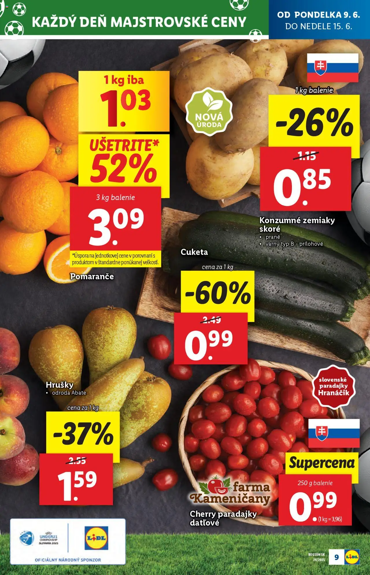Lidl leták │ platný od 09.06.2025 | Strana: 11 | Produkty: Paradajky, Cuketa, Hrušky, Cherry paradajky