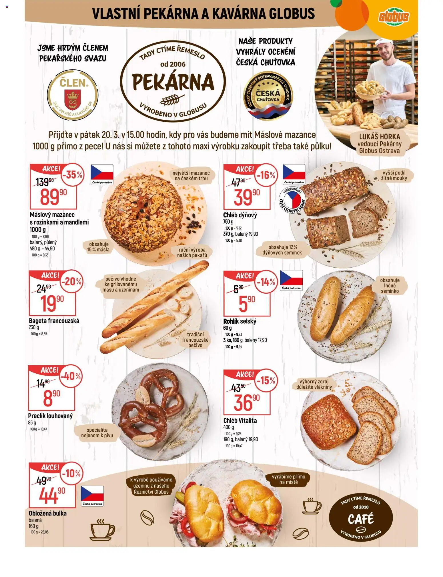 Globus leták - Ostrava od 18.03.2026 | Strana: 6 | Produkty: Globus, Pečivo, Mazanec, Lněné semínko