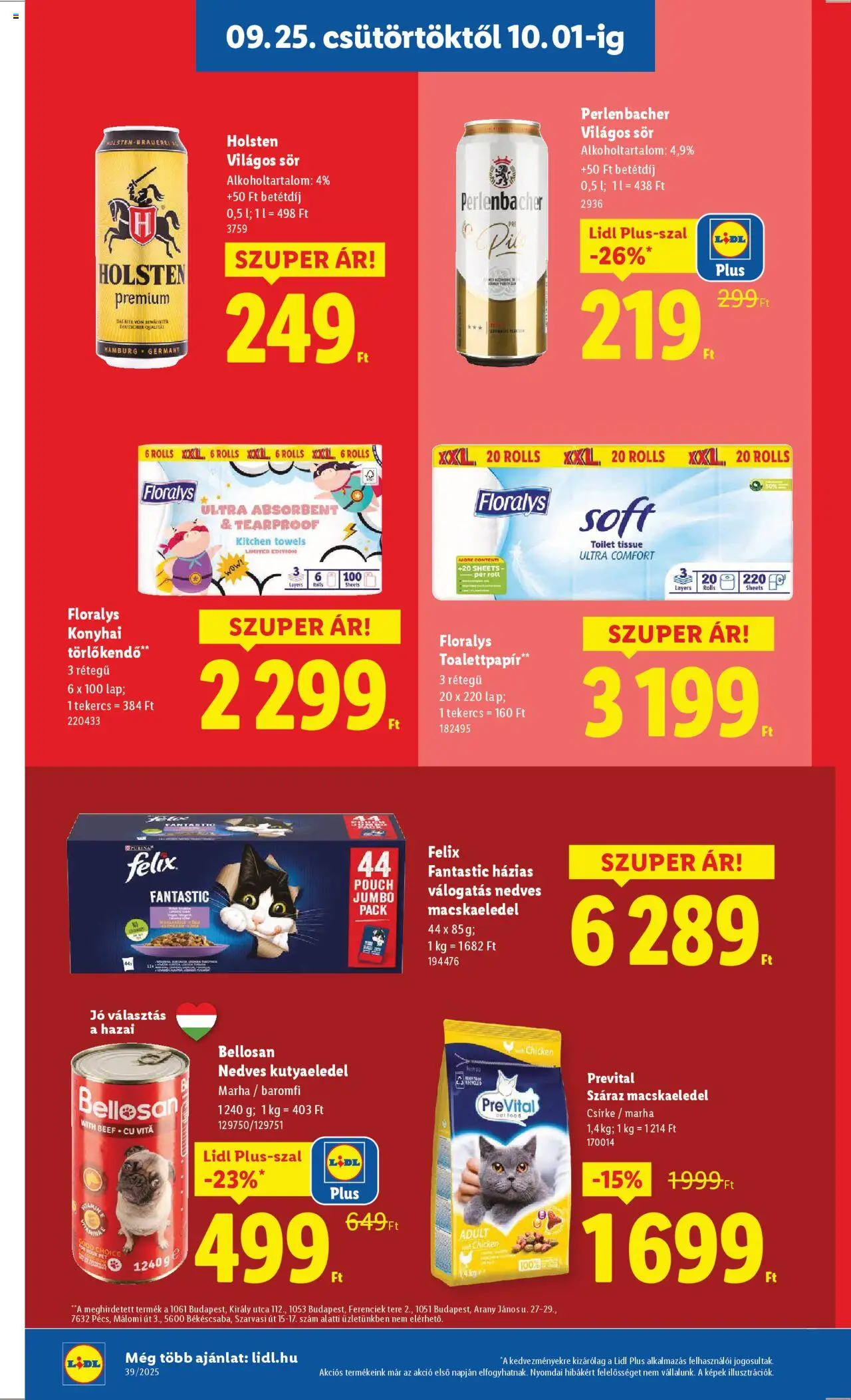Lidl akciós ujság - amely érvényes a következő dátumtól: 25.09.2025 | Oldal: 20 | Termékek: Macskaeledel, Kutyaeledel, Törlőkendő, Sör