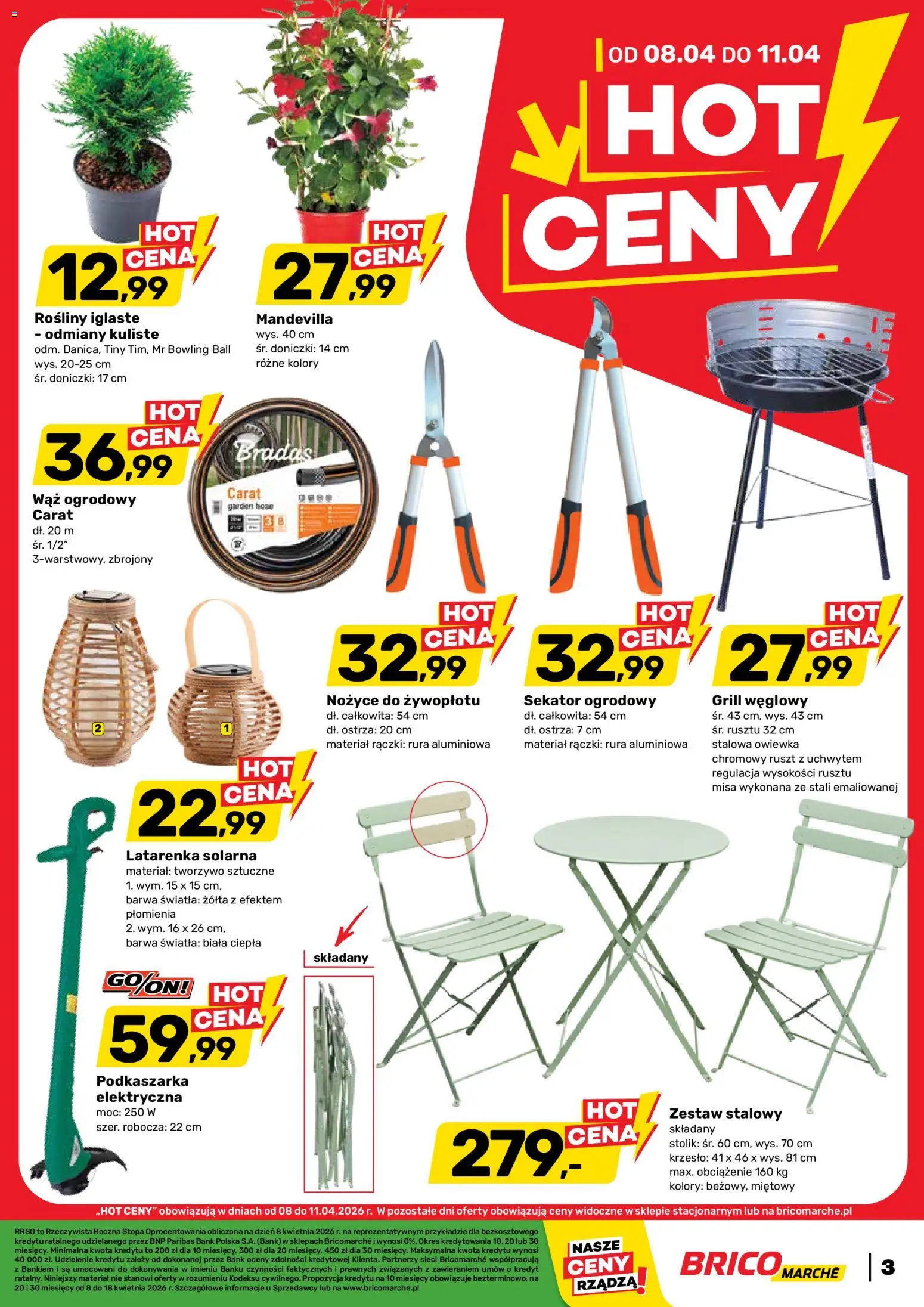 Brico Marché gazetka od 08.04.2026 | Strona: 3 | Produkty: Sekator, Grill, Krzesło, Doniczki