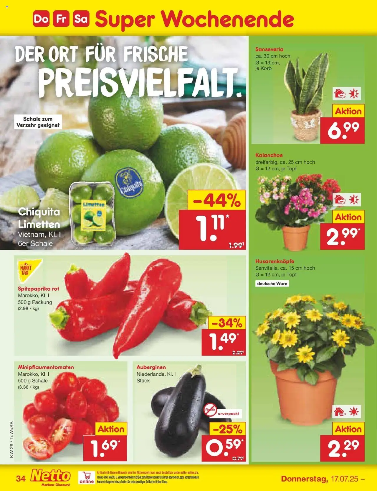 Netto Marken-Discount prospekt Calw-Stammheim	 - gültig ab dem 13.07.2025 | Seite: 52 | Produkte: Limetten, Korb