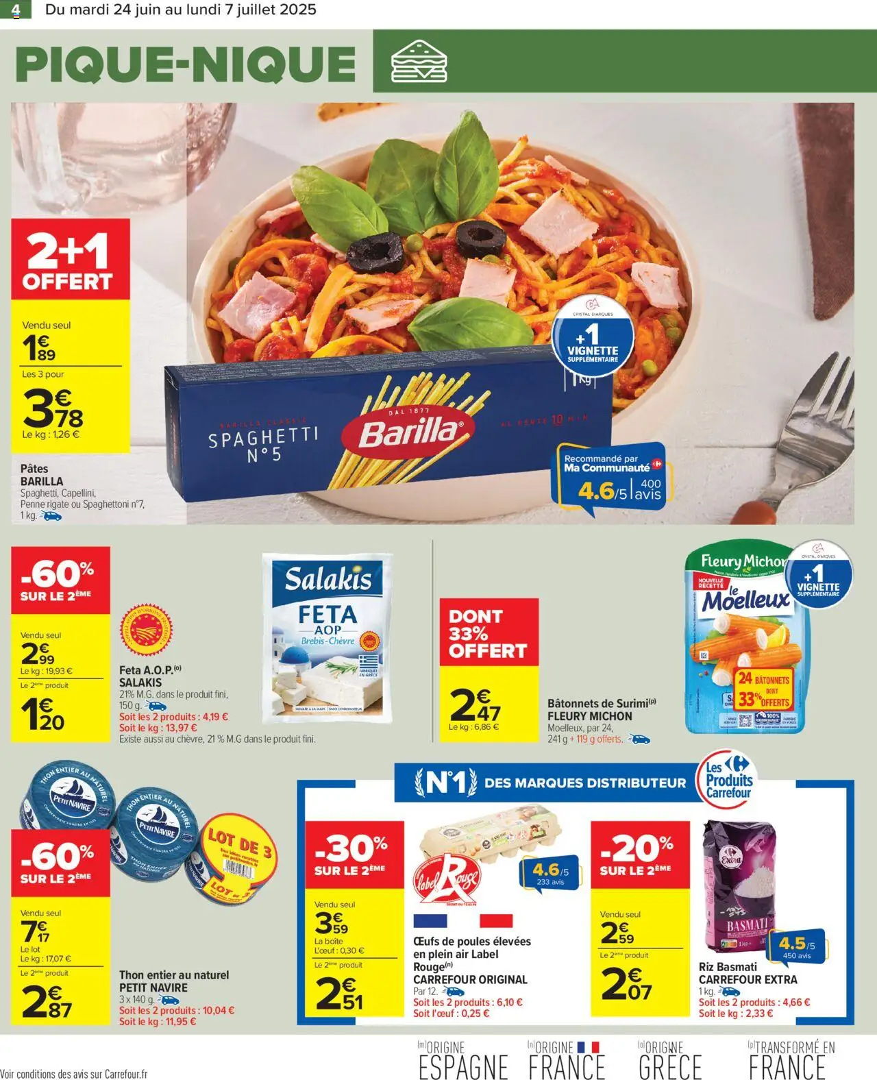  | Page: 6 | Produits: Spaghetti, Feta, Œufs, Riz