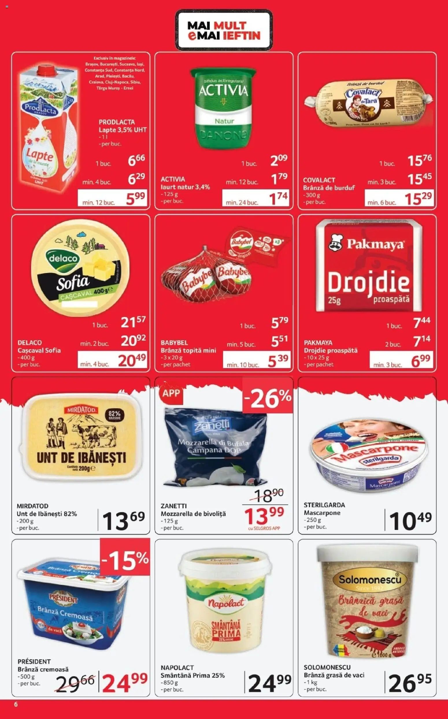 Noul catalog Selgros – valabil de la 03.04.2026 | Pagină: 6 | Produse: Cașcaval, Mozzarella, Lapte, Mascarpone