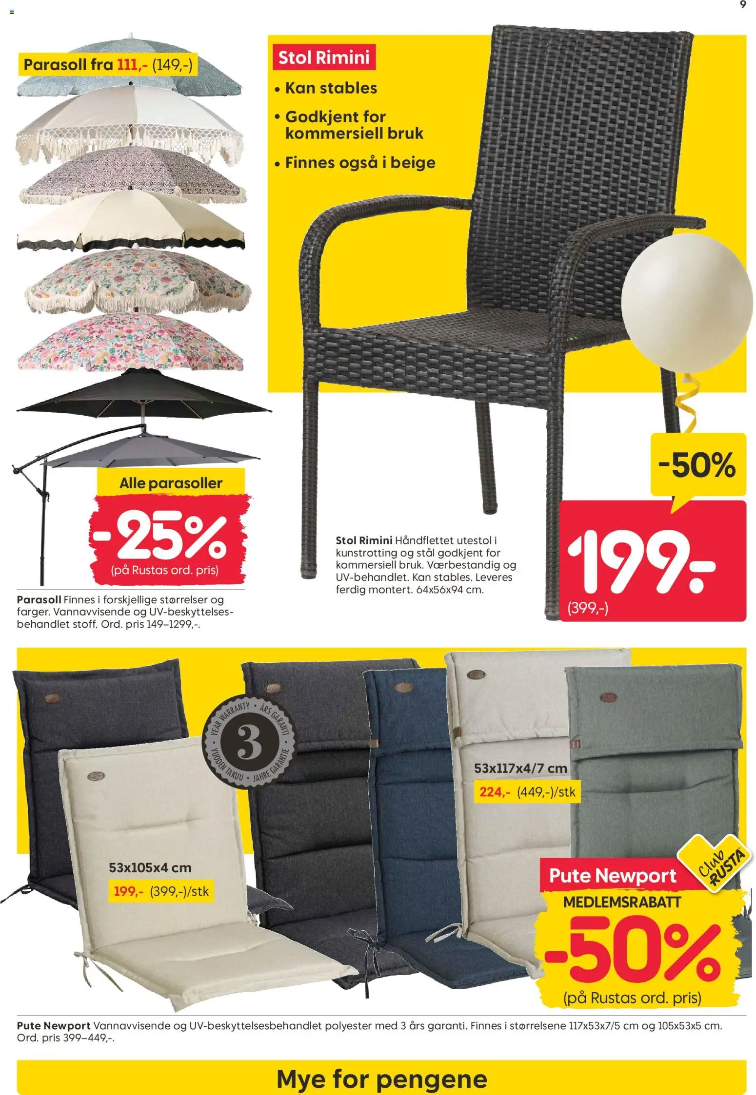 {H1} | Side: 9 | Produkter: Parasoll, Pute, Stol