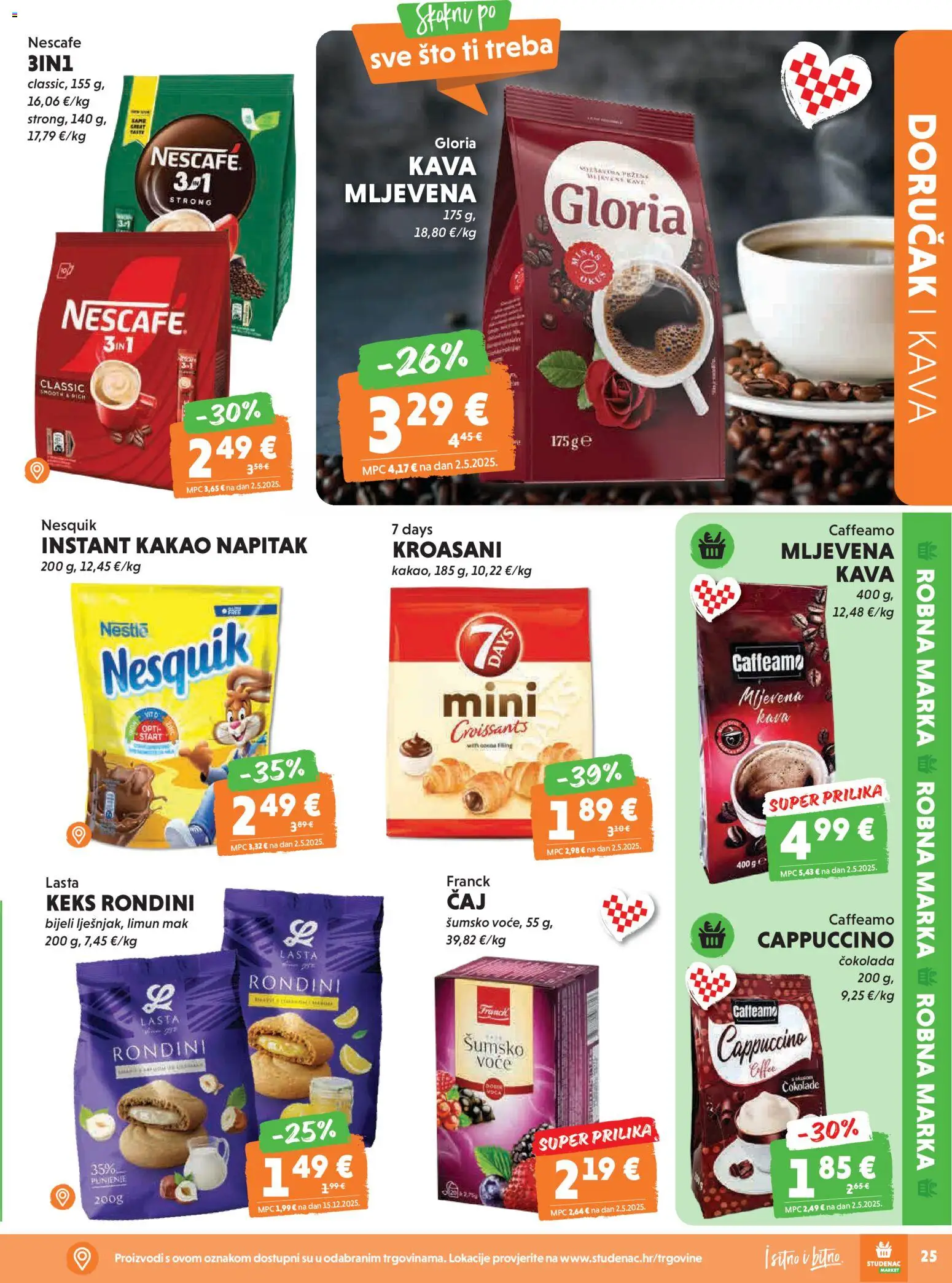 Studenac katalog | vrijedi od 29.04.2026 | Stranica: 25 | Proizvodi: Nescafe, Kava, Voće, Mak