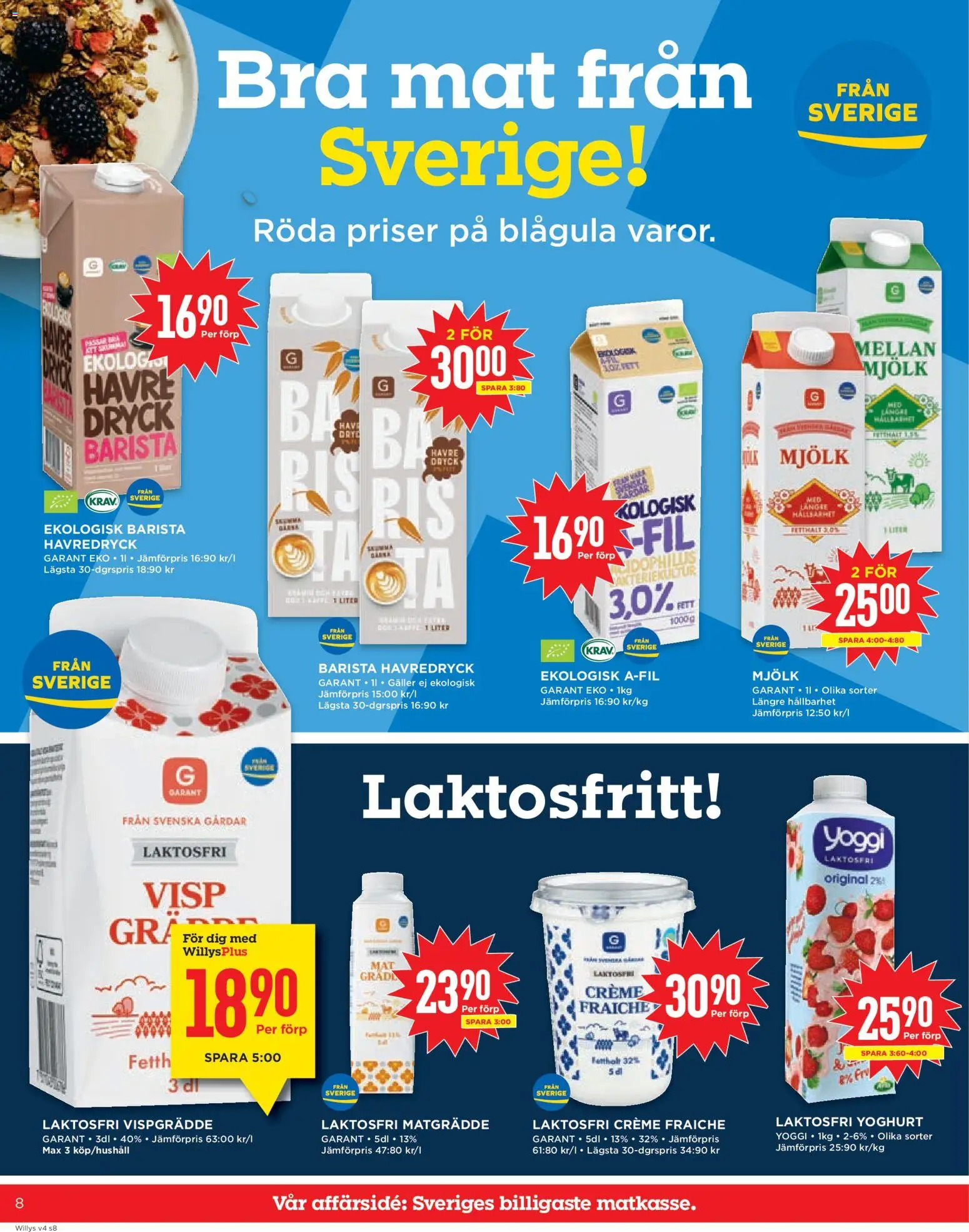 Willys reklamblad aktuell från 19.01.2026 | Sida: 8 | Produkter: Visp, Creme fraiche, Yoggi, Vispgrädde