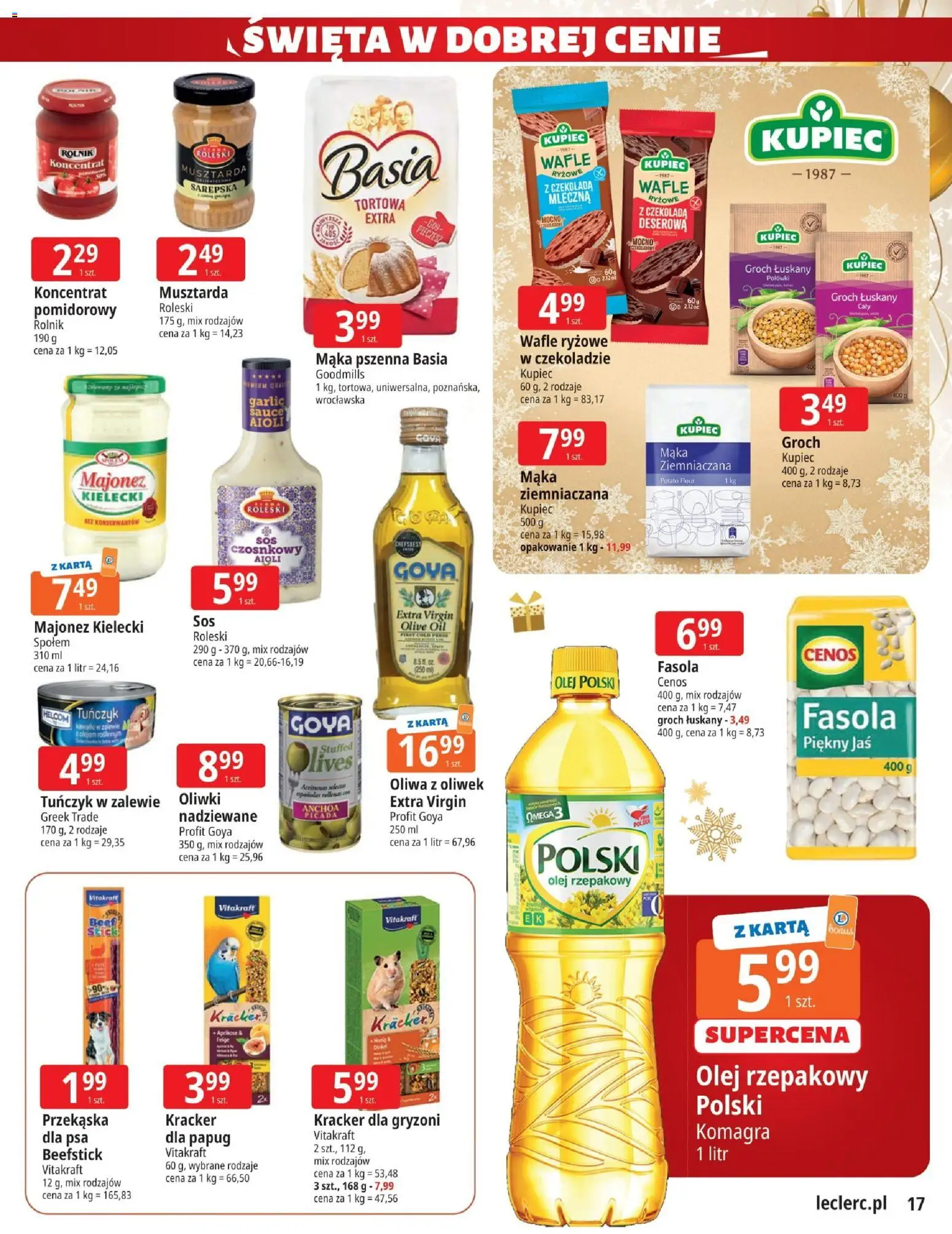 E.Leclerc Gazetka - Zielona Góra od 02.12.2025 | Strona: 17 | Produkty: Olej rzepakowy, Oliwa z oliwek, Wafle ryżowe, Musztarda