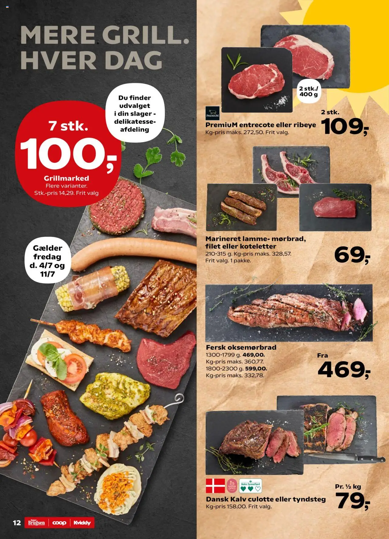 Super Brugsen Tilbudsavis gyldig fra 04.07.2025 | Side: 14 | Produkter: Koteletter, Entrecote