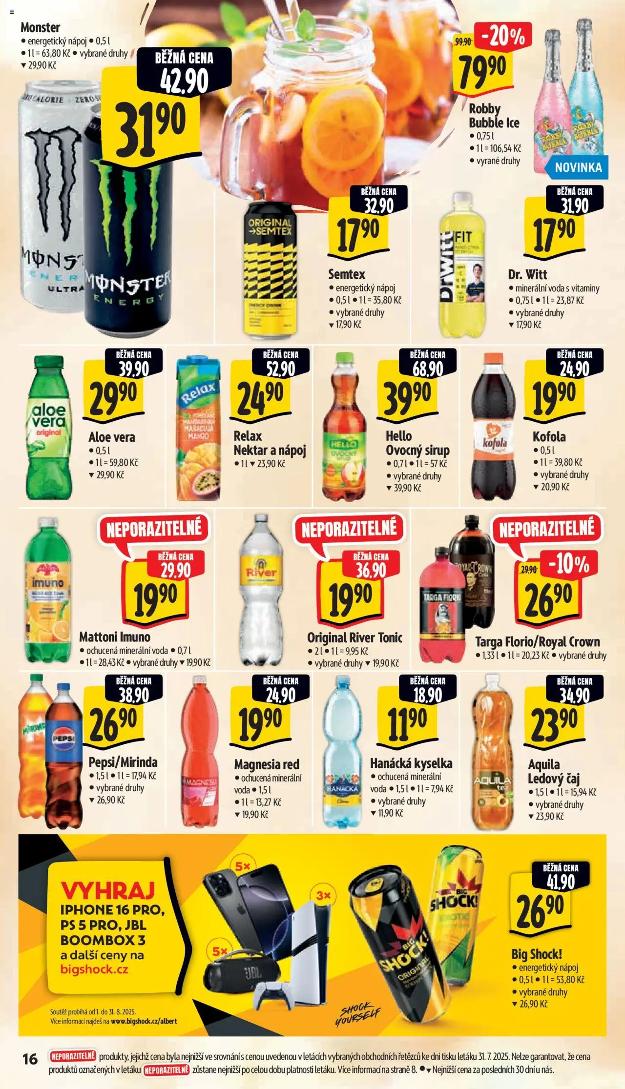 Albert leták - Supermarket - Letňany od 06.08.2025 | Strana: 27 | Produkty: Hanácká kyselka, Vitamíny, Sirup, Ledový čaj