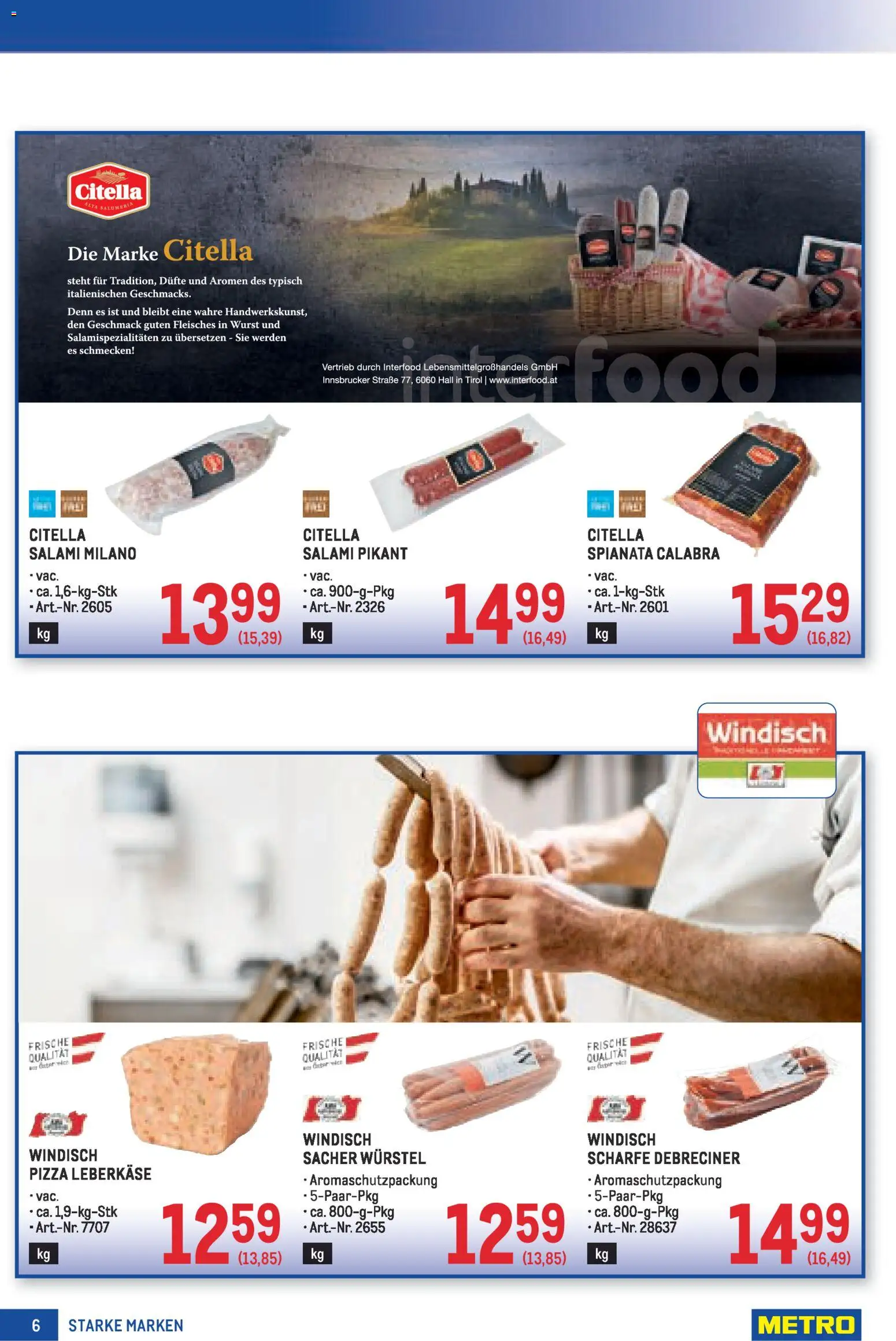 Metro Starke Marken gültig ab 13.11.2025 | Seite: 6 | Produkte: Wurst, Salami, Pizza